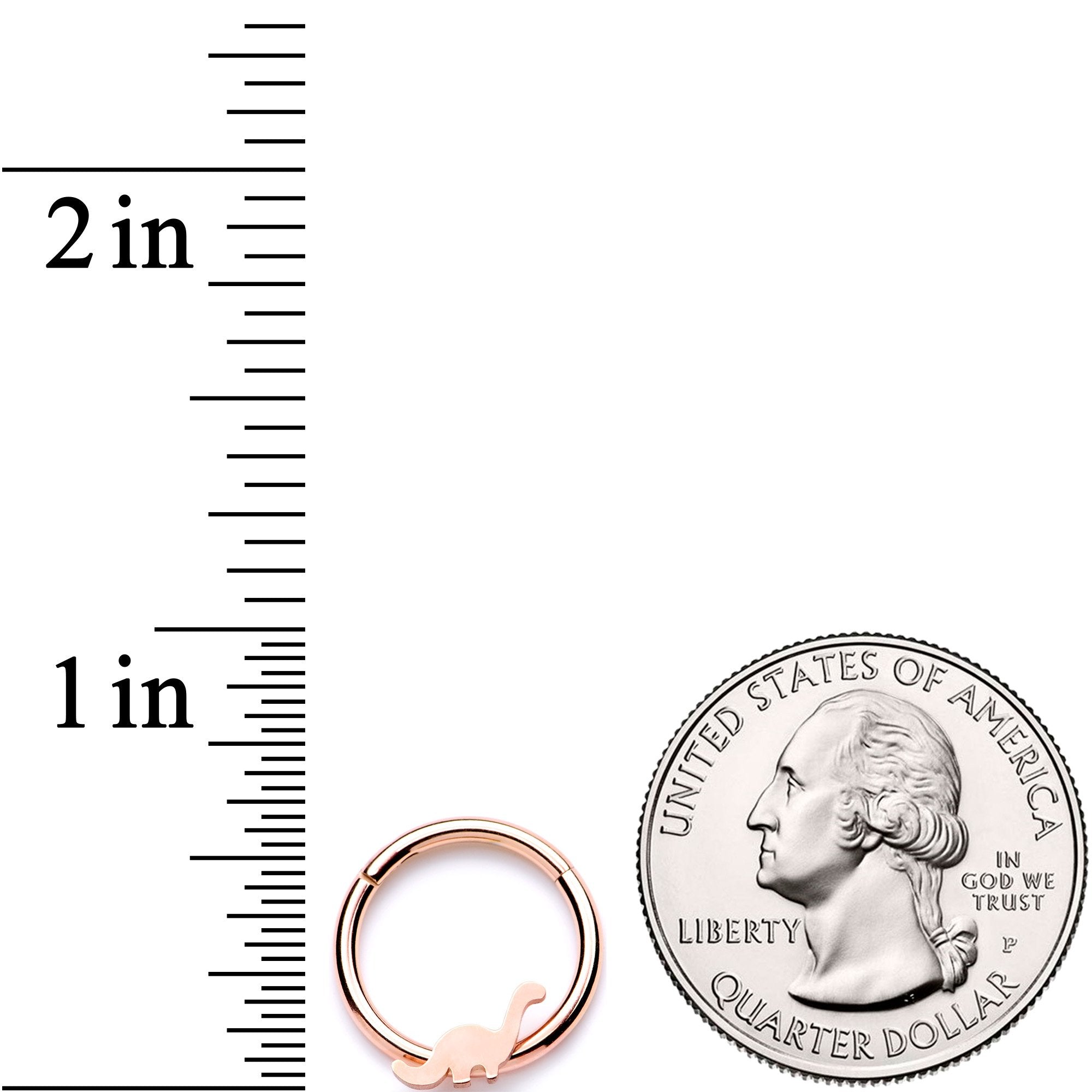 16G 3/8 Rose Gold Tone Tiny Dinosaur Hinged Segment Ring