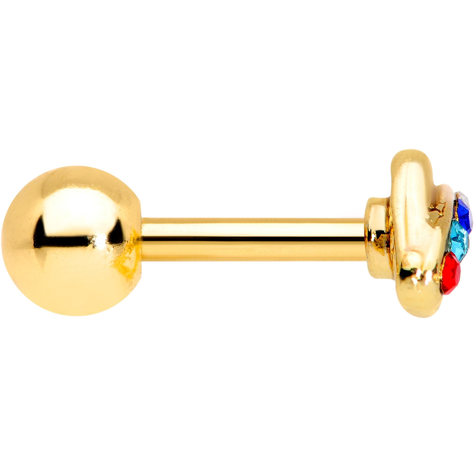 16G 1/4 Multicolor Gem Gold Tone UFO Cartilage Tragus