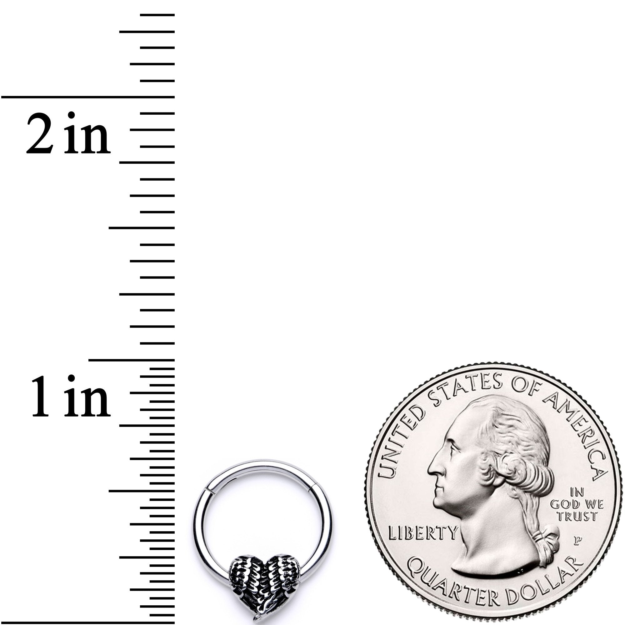 16G 3/8 Textured Geometric Heart Hinged Segment Ring