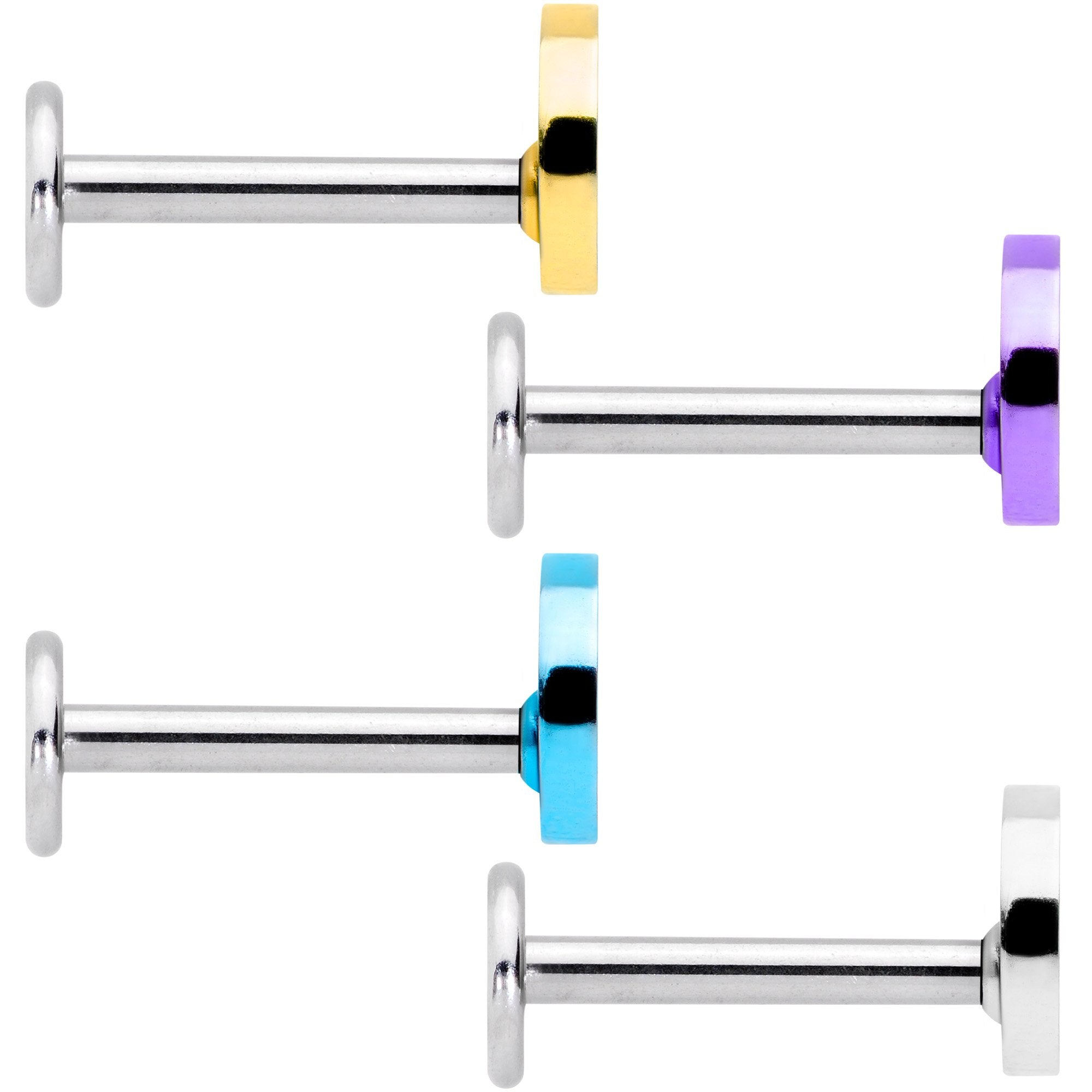 16G 5/16 Multicolor Crescent Moon Labret Monroe Tragus Set of 4