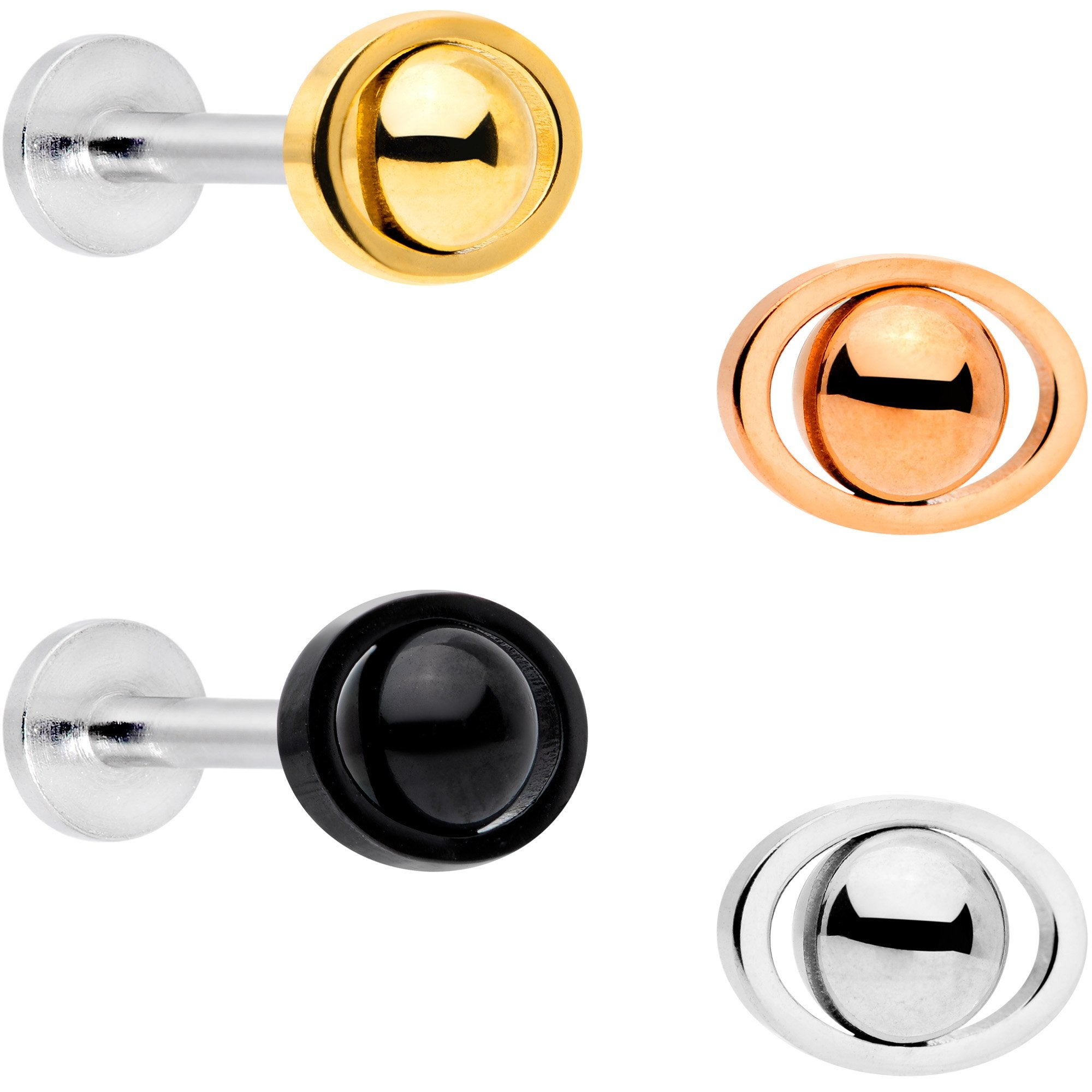 16G 5/16 Multicolor Open Eye Internally Threaded Labret Set of 4