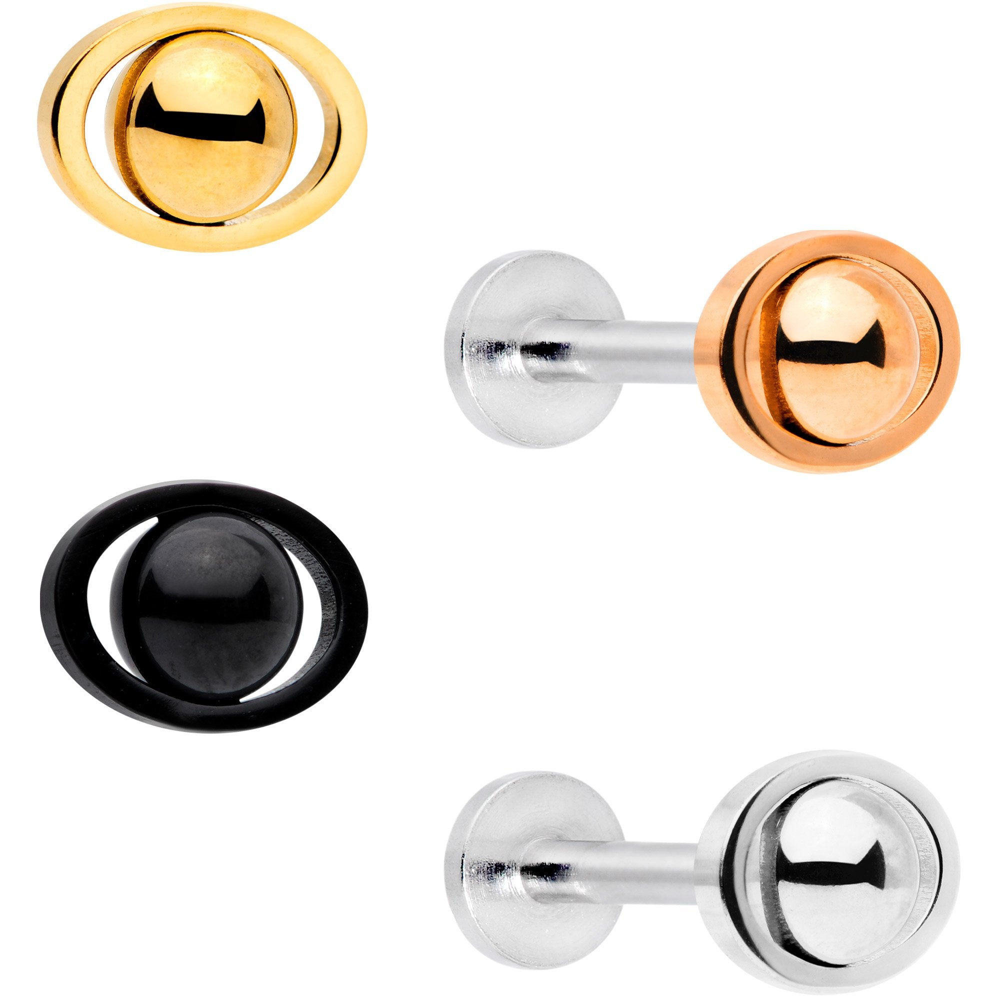 16G 5/16 Multicolor Open Eye Internally Threaded Labret Set of 4