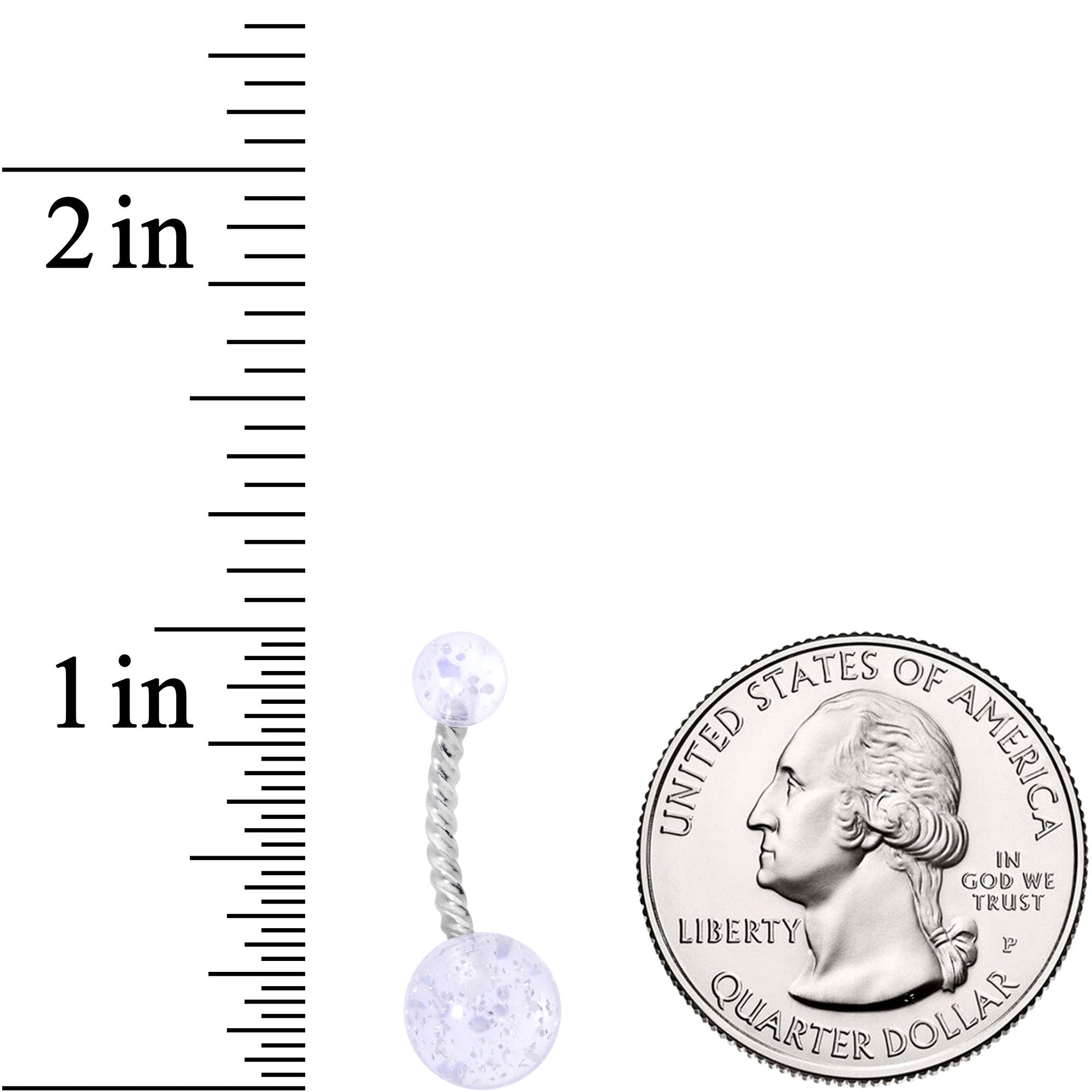 Clearly Coiled Clear Glitter Explosion Twisted Belly Ring