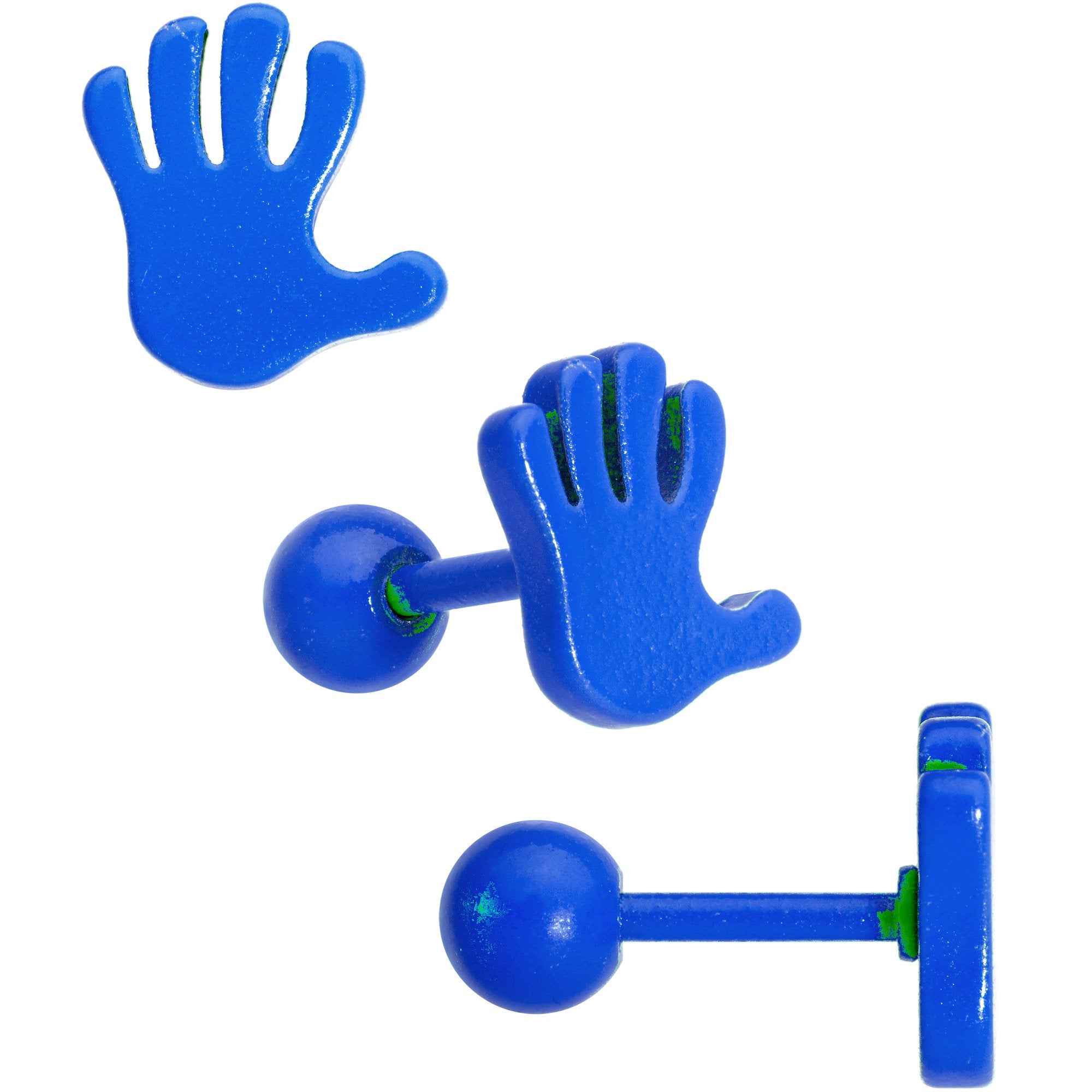 16G 1/4 Blue White Glow Star Hand Cartilage Earring Set of 3