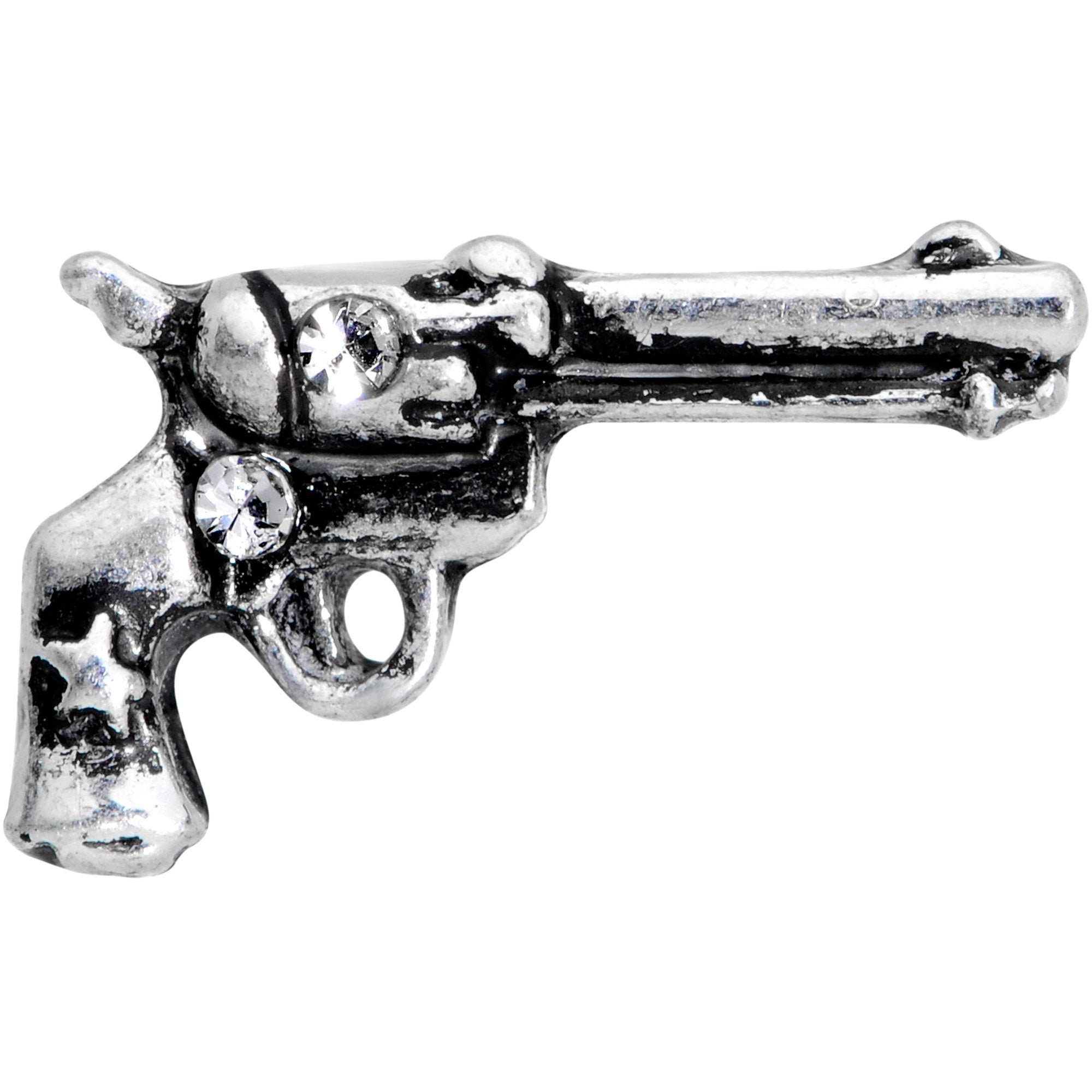 16G 1/4 Clear Gem Rockin' Revolver Gun Cartilage Tragus Earring