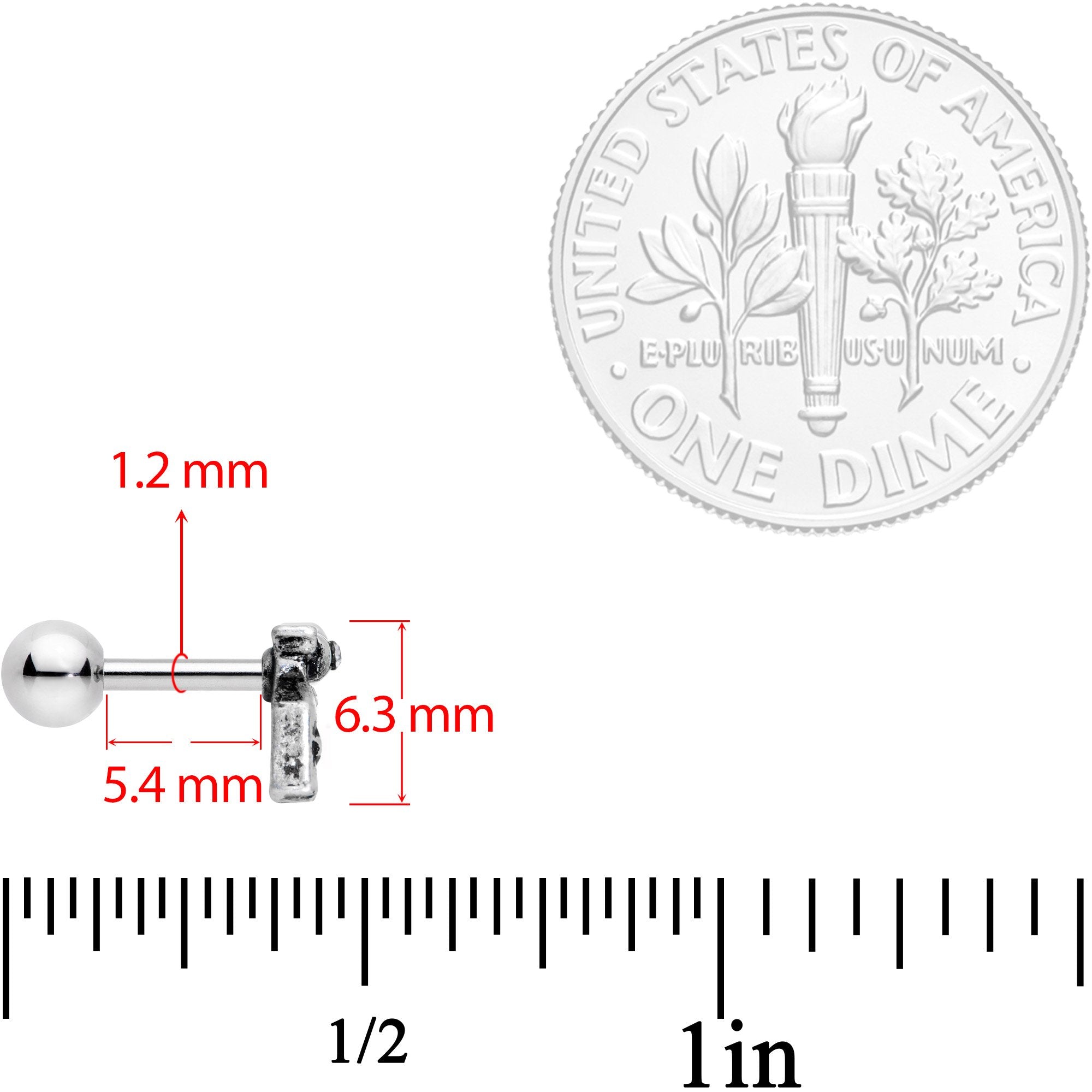 16G 1/4 Clear Gem Rockin' Revolver Gun Cartilage Tragus Earring