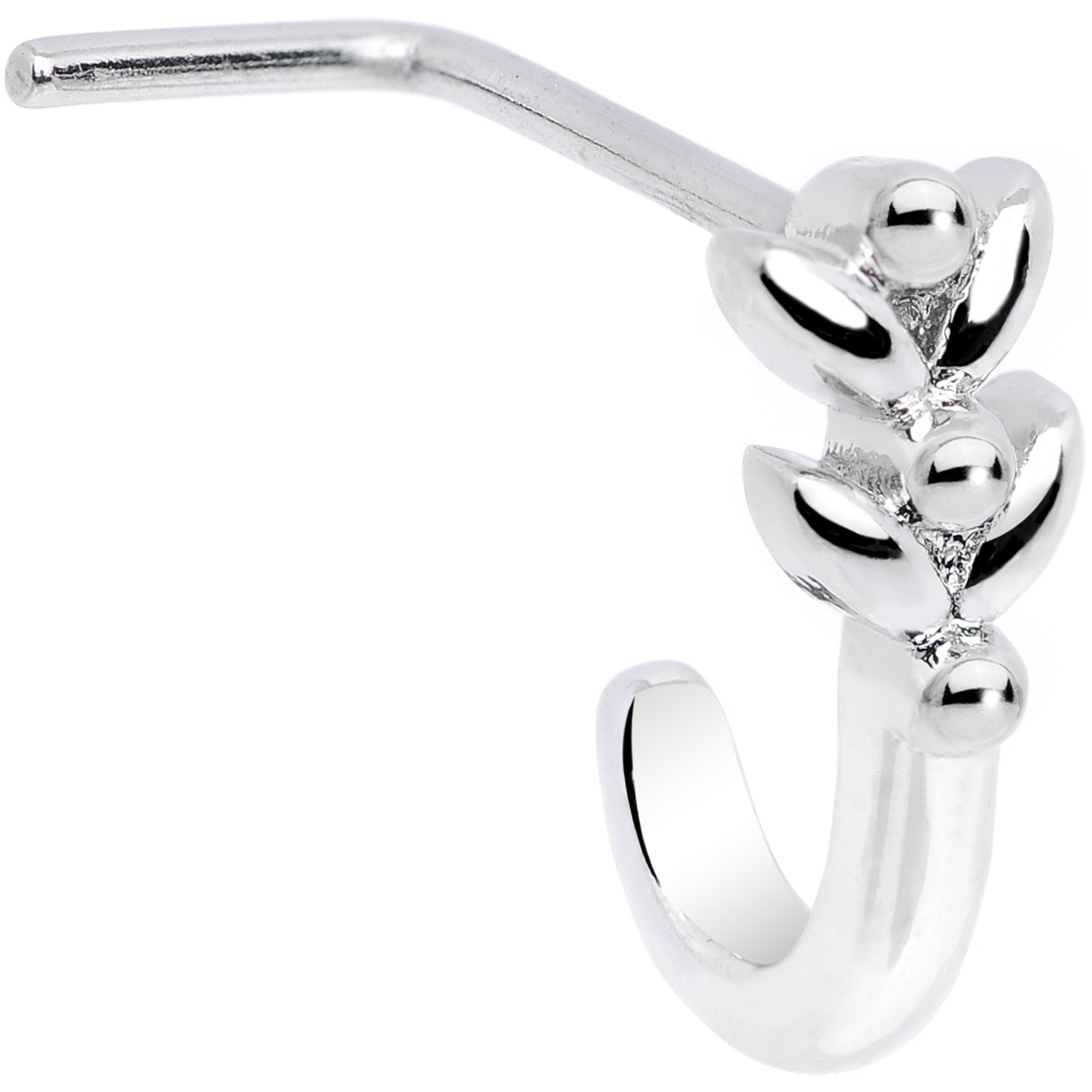 20G Twin Tulips Flower Faux Hoop L Shaped Nose Ring