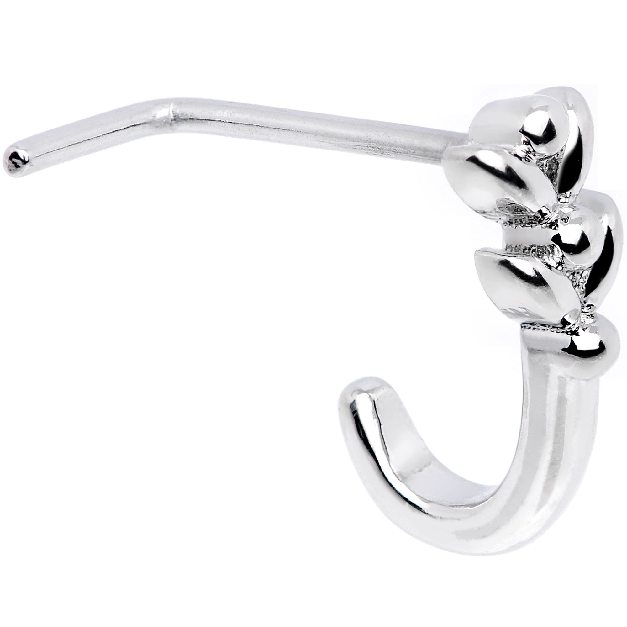 20G Twin Tulips Flower Faux Hoop L Shaped Nose Ring