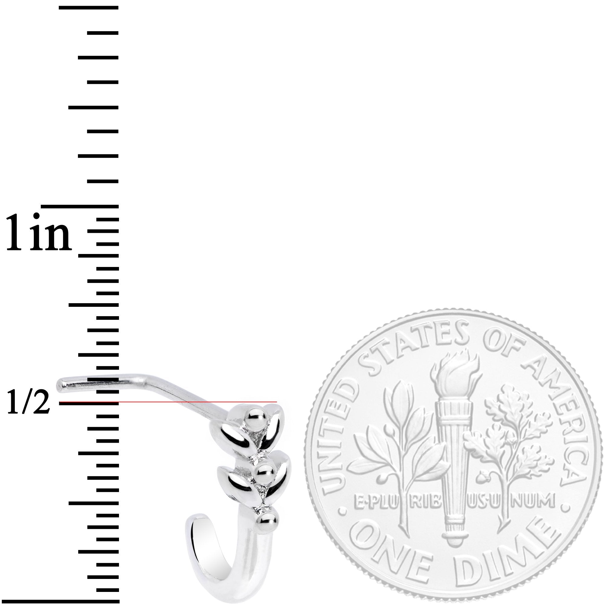 20G Twin Tulips Flower Faux Hoop L Shaped Nose Ring