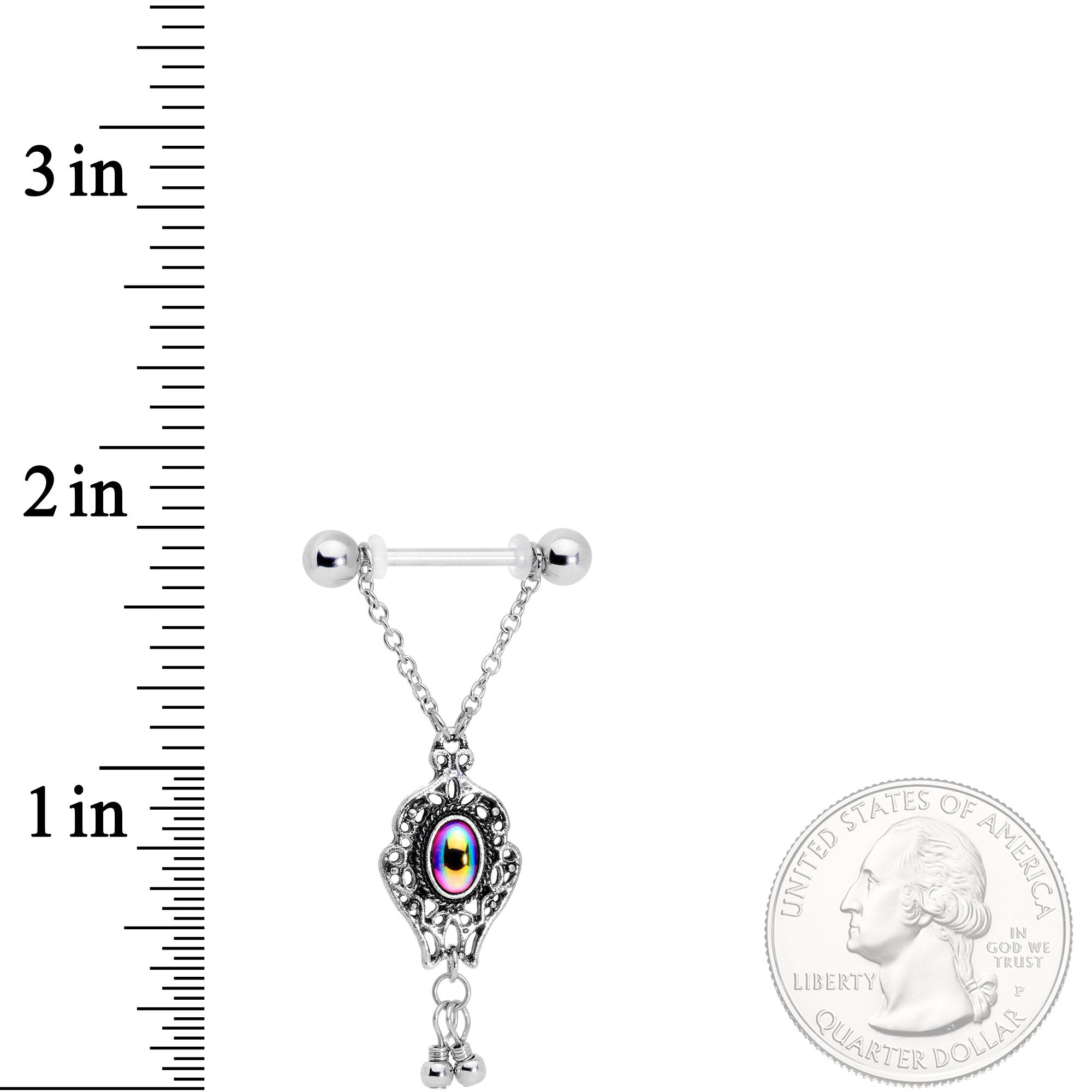 14G Aurora Orb Victorian Virtue Dangle Barbell Nipple Ring Set