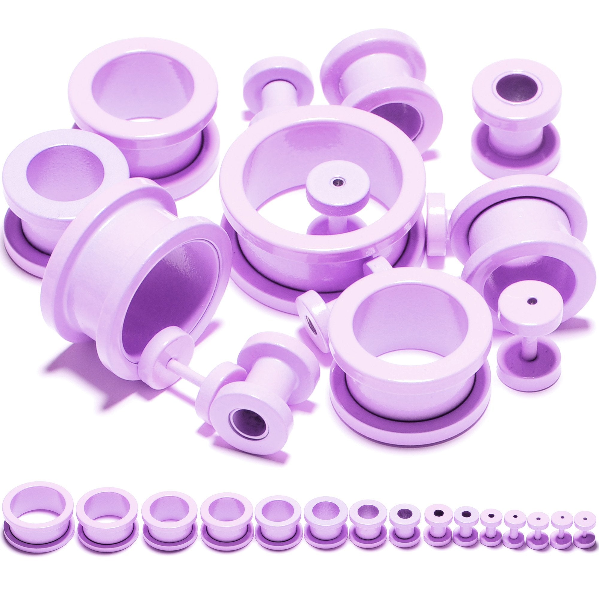 Sweet Pastel Purple Screw Fit Tunnel Plug Set 16G to 19mm