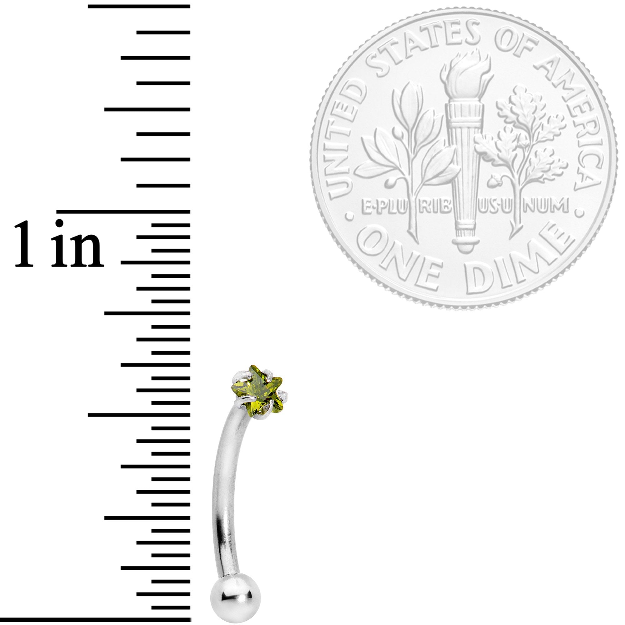 16G 3/8 Spring Colors CZ Gem Star Curved Eyebrow Ring Set of 3