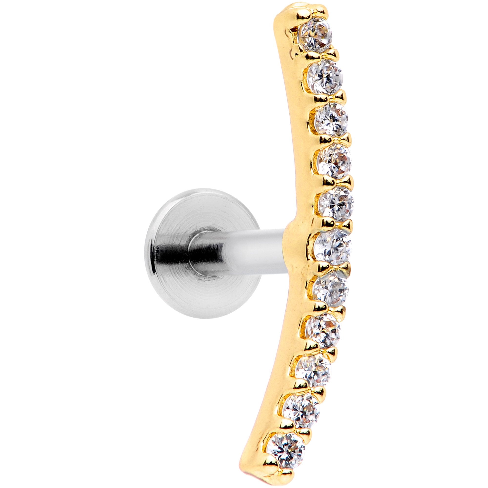 16G Clear CZ Gem Gold Tone Captivating Cartilage Tragus Earring