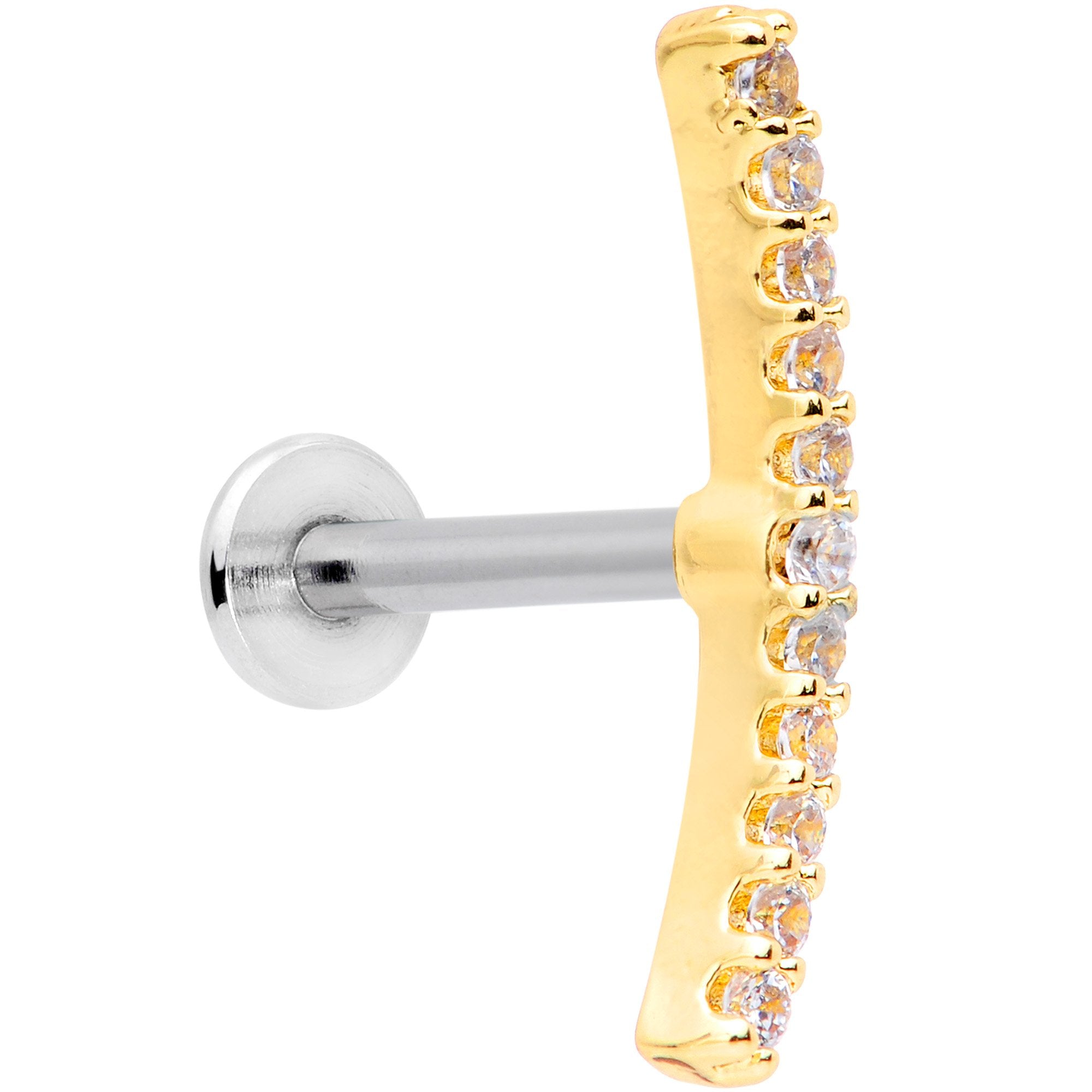 16G Clear CZ Gem Gold Tone Captivating Cartilage Tragus Earring