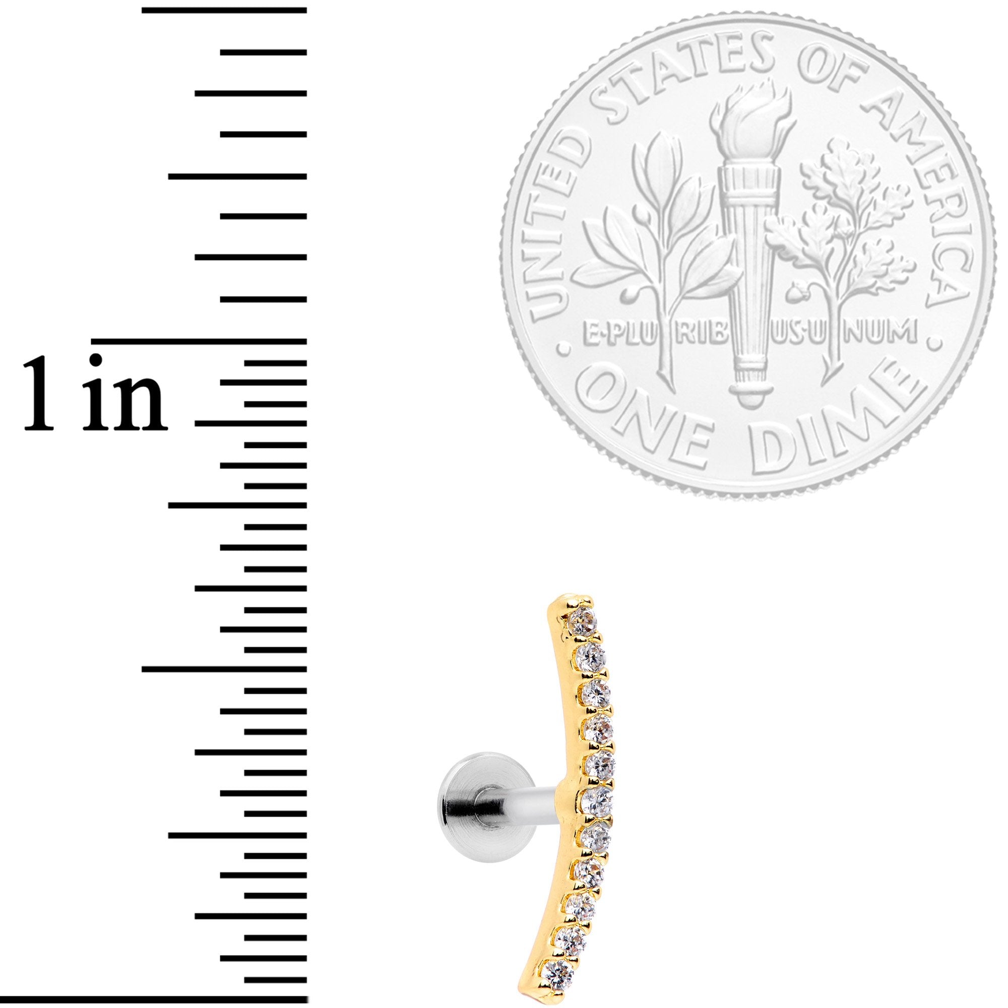 16G Clear CZ Gem Gold Tone Captivating Cartilage Tragus Earring