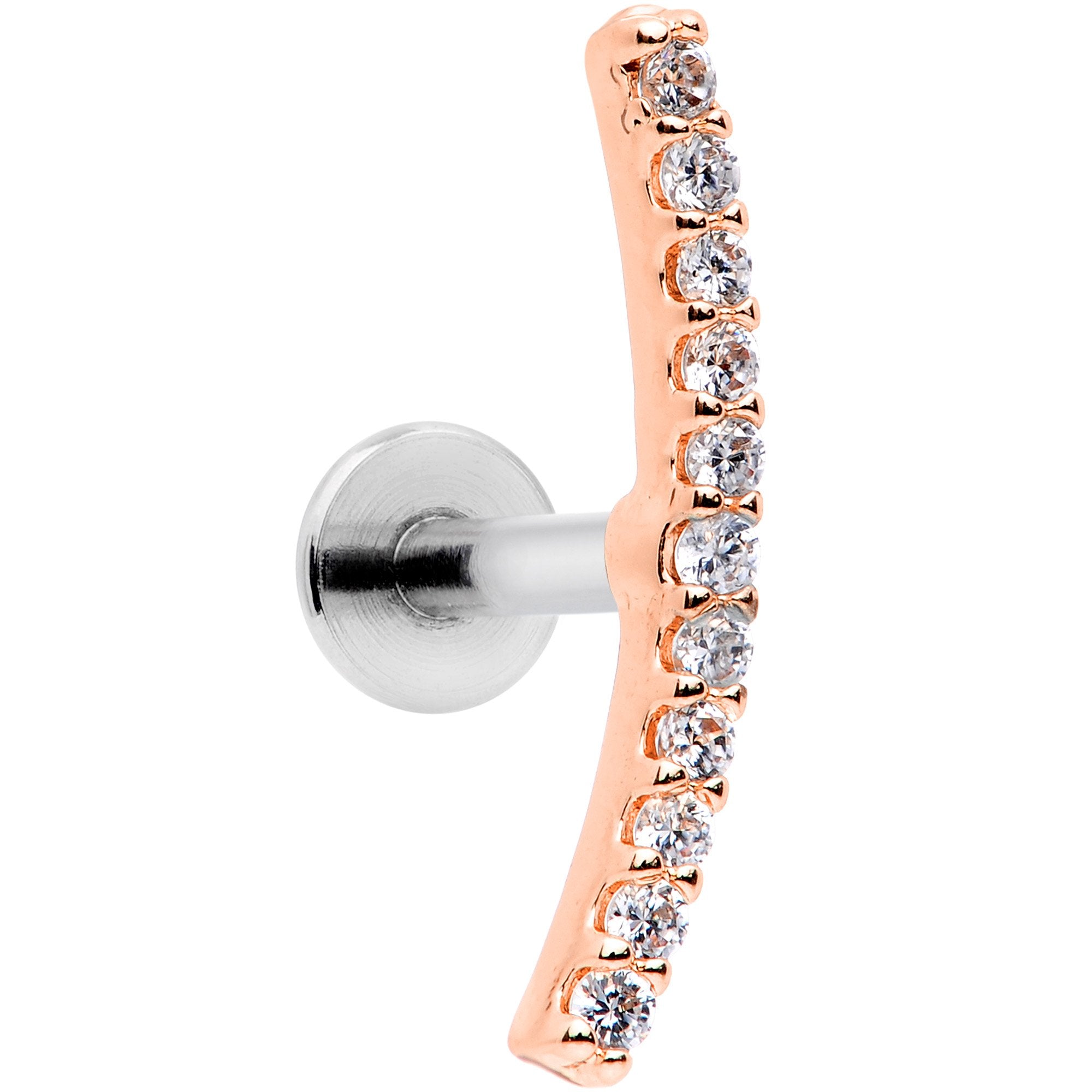 16G Clear CZ Rose Gold Tone Captivating Cartilage Tragus Earring