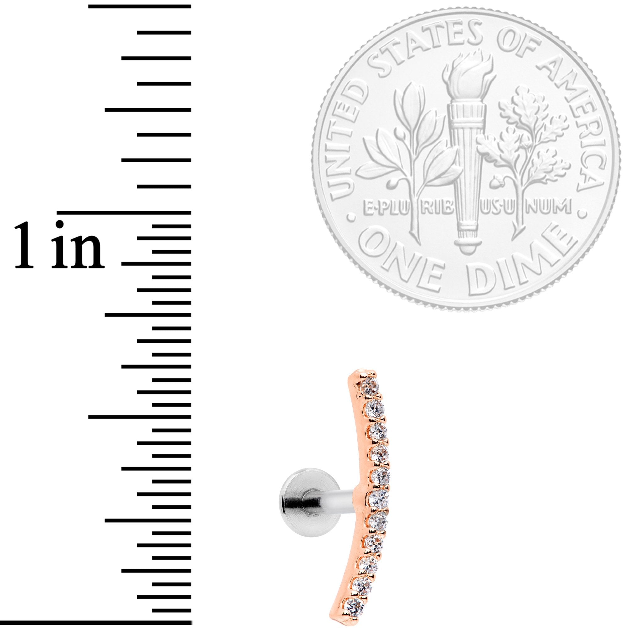 16G Clear CZ Rose Gold Tone Captivating Cartilage Tragus Earring