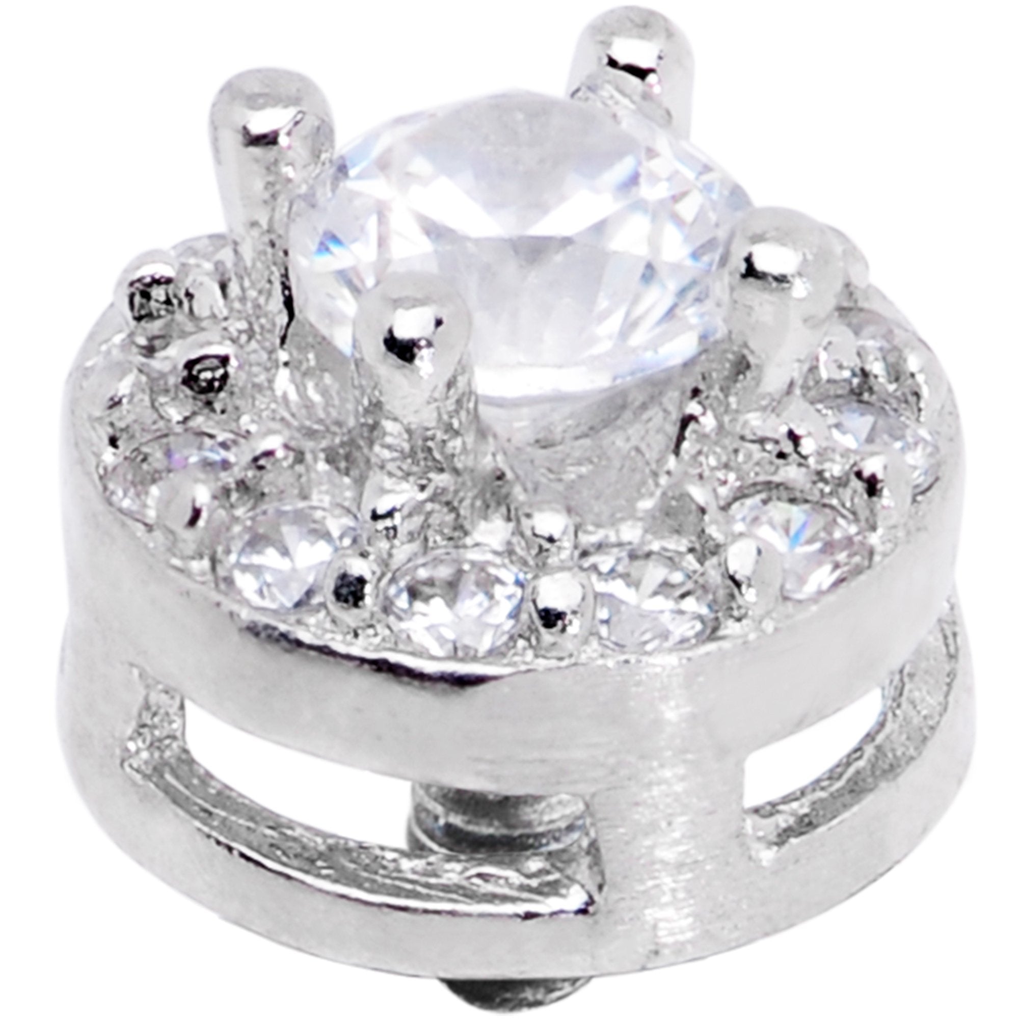 14G Clear CZ Gem Two Tier Externally Threaded Dermal Anchor Top