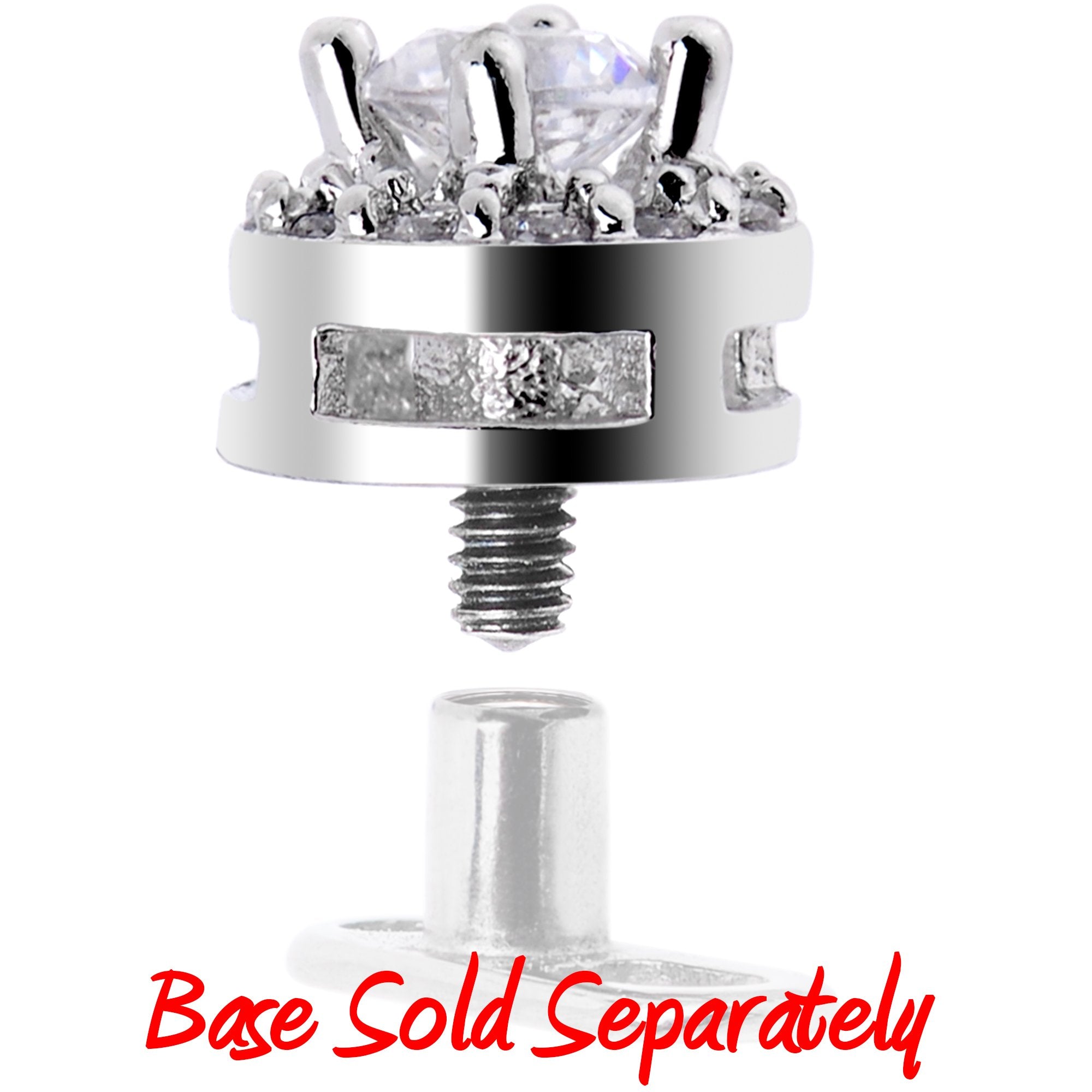 14G Clear CZ Gem Two Tier Externally Threaded Dermal Anchor Top