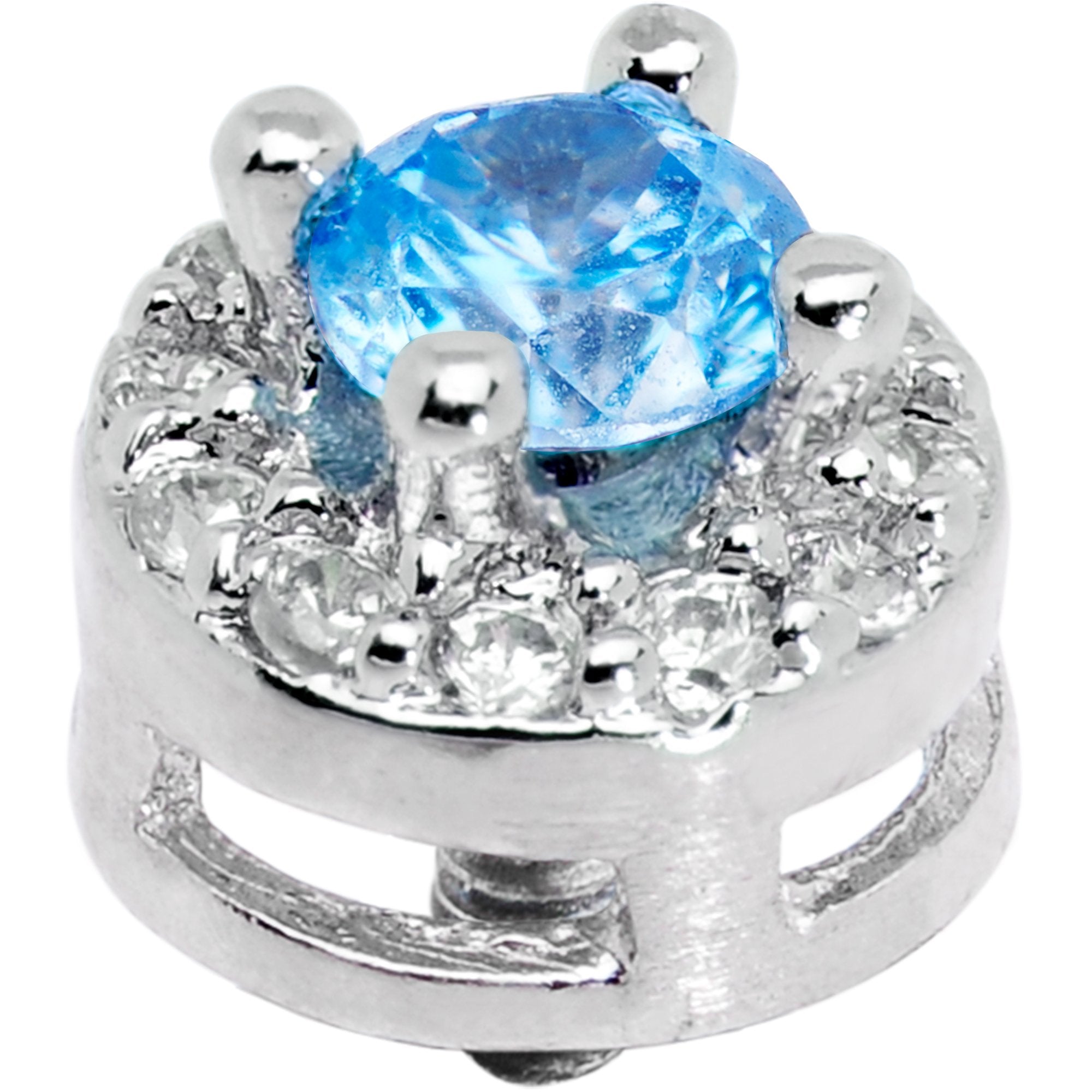 14G Light Blue CZ Two Tier Externally Threaded Dermal Anchor Top