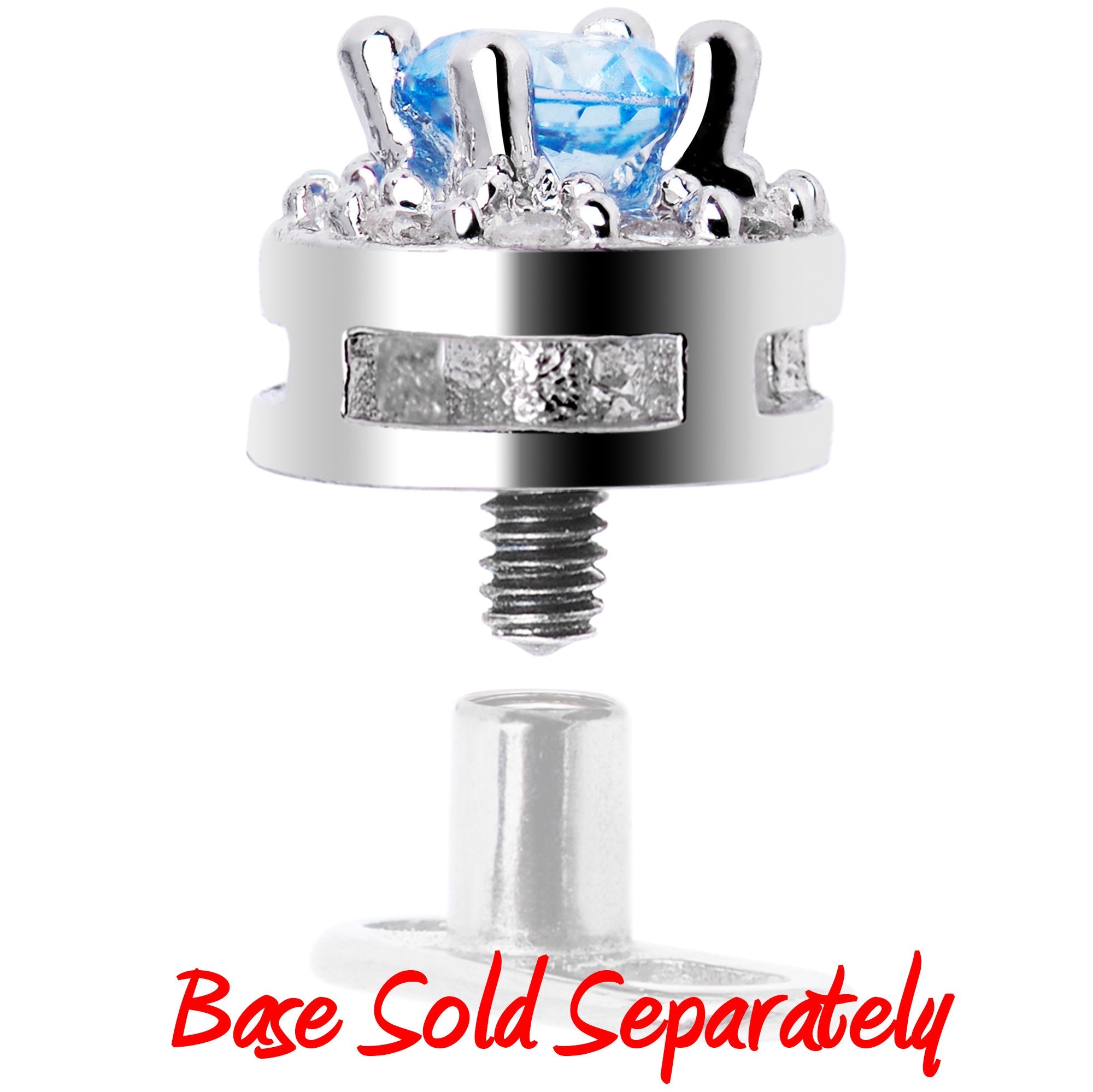 14G Light Blue CZ Two Tier Externally Threaded Dermal Anchor Top
