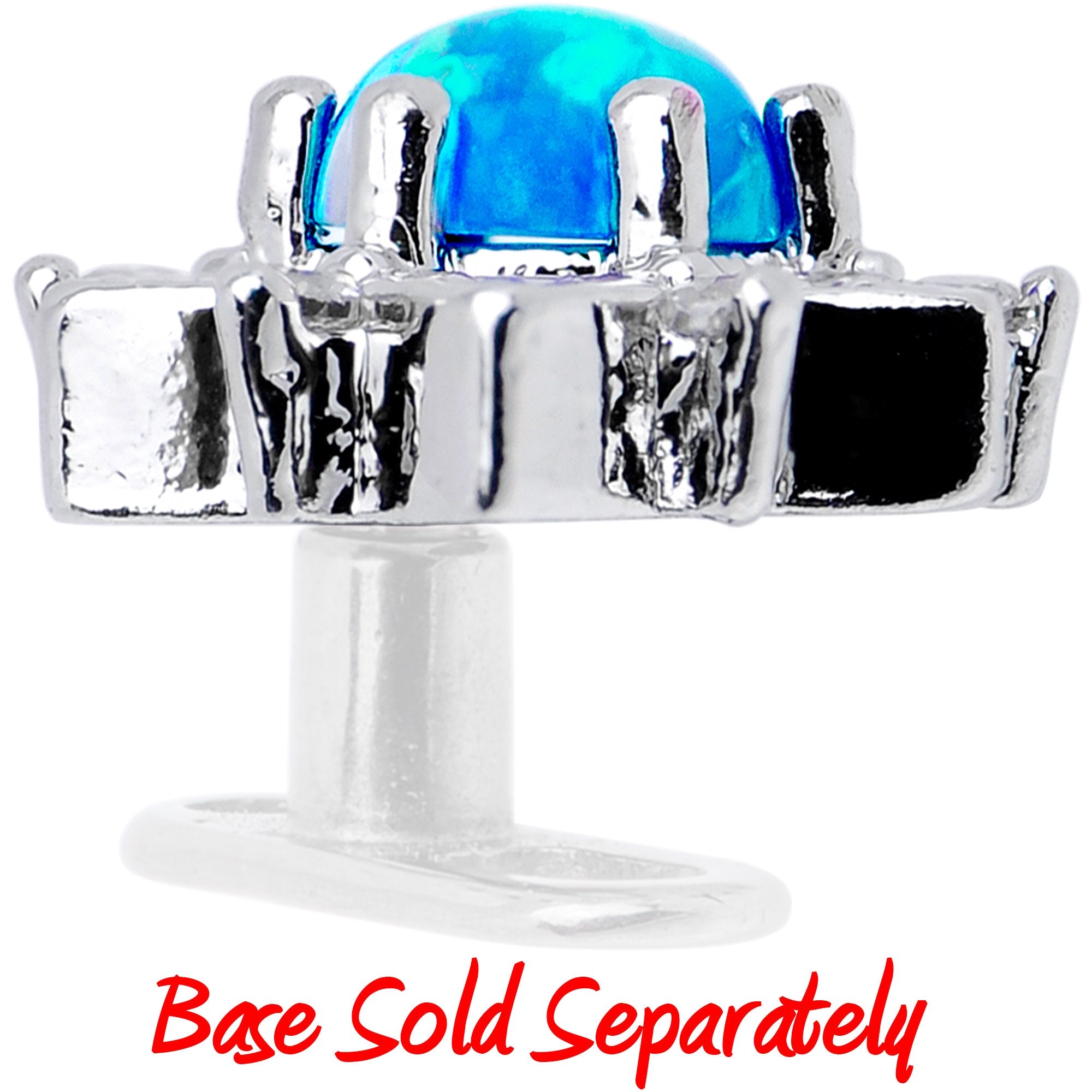 14G Blue Faux Opal Floral Glam Dermal Anchor Top