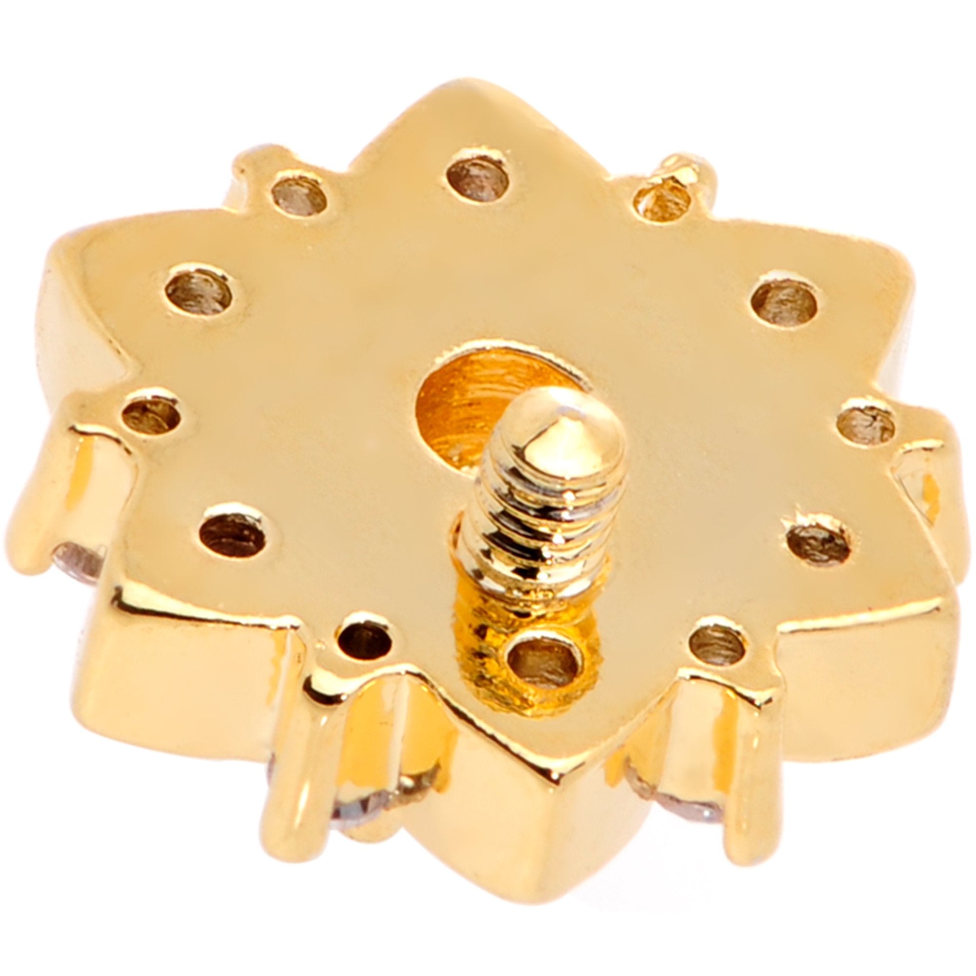 14G White Faux Opal Gold Tone Floral Glam Dermal Anchor Top