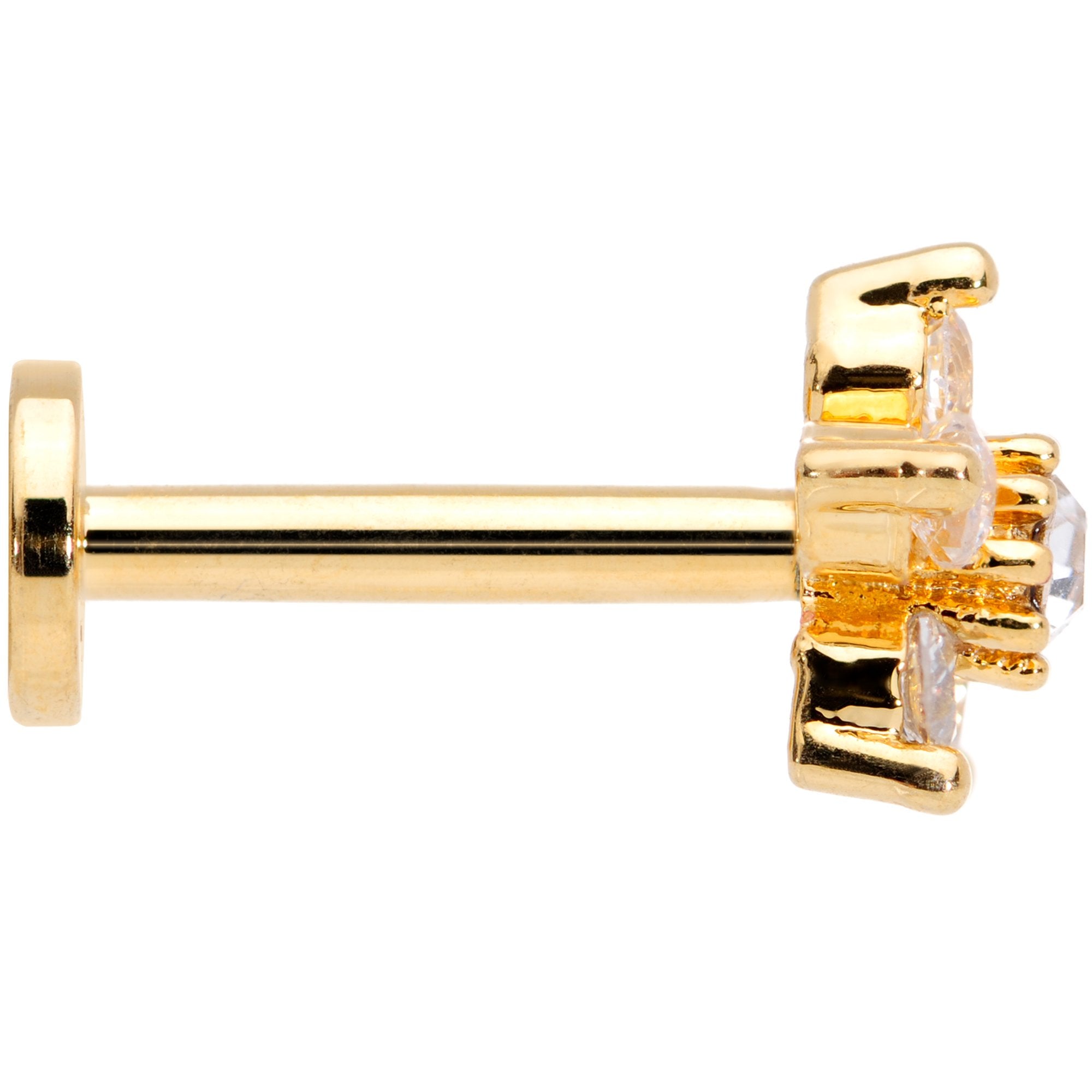 16G 5/16 Clear CZ Star Gold Tone Internally Threaded Labret
