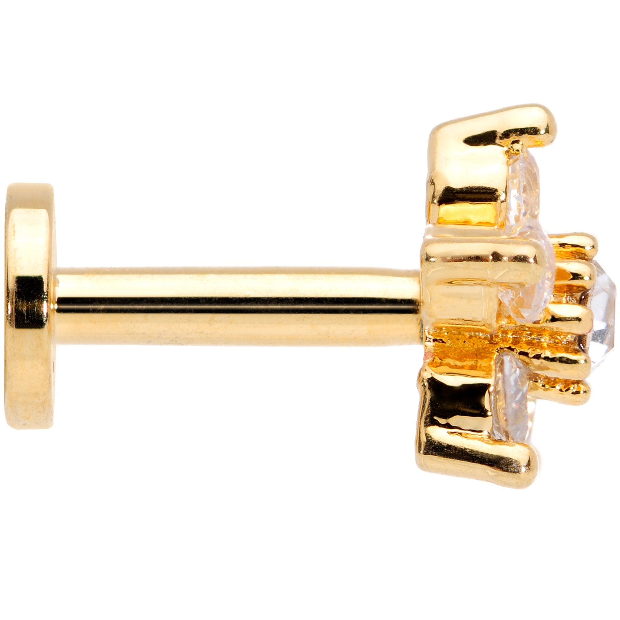 16G 1/4 Clear CZ Star Gold Tone Internally Threaded Labret