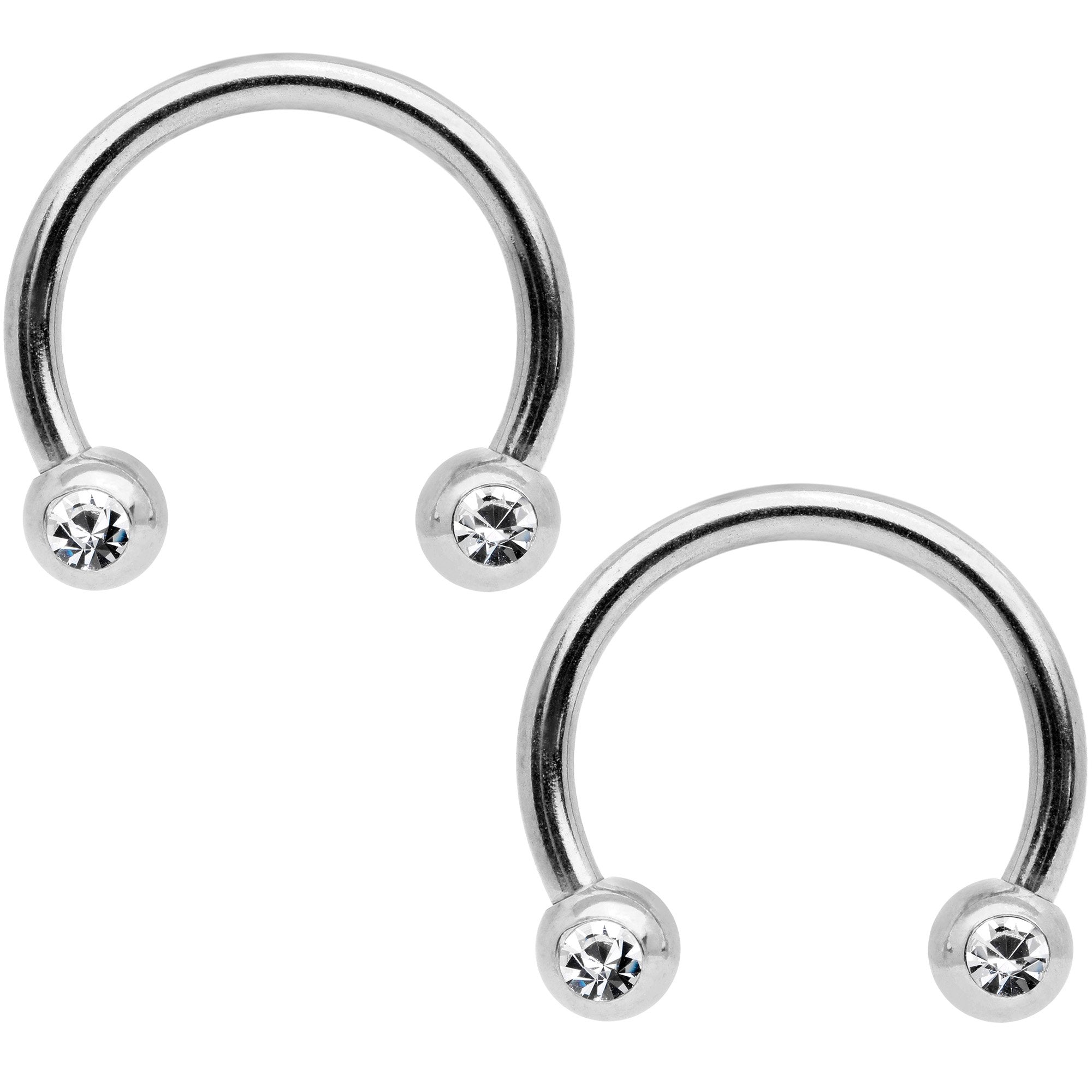 14G 9/16 Clear Gem Sun Moon Horseshoe Barbell Nipple Ring Set