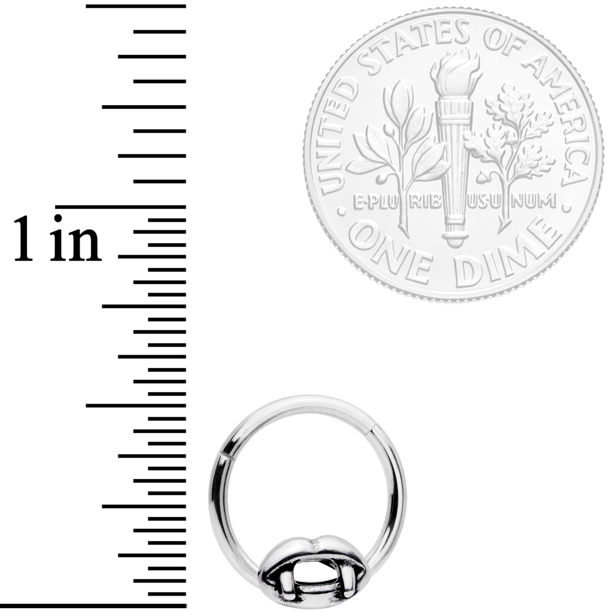 16G 3/8 Halloween Vampires Kiss Fangs Hinged Segment Ring