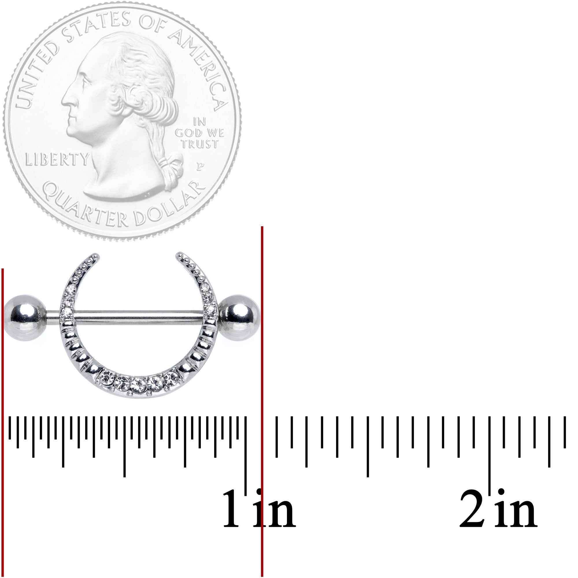 14G 9/16 Clear Gem Sliver Crescent Moon Nipple Shield Set