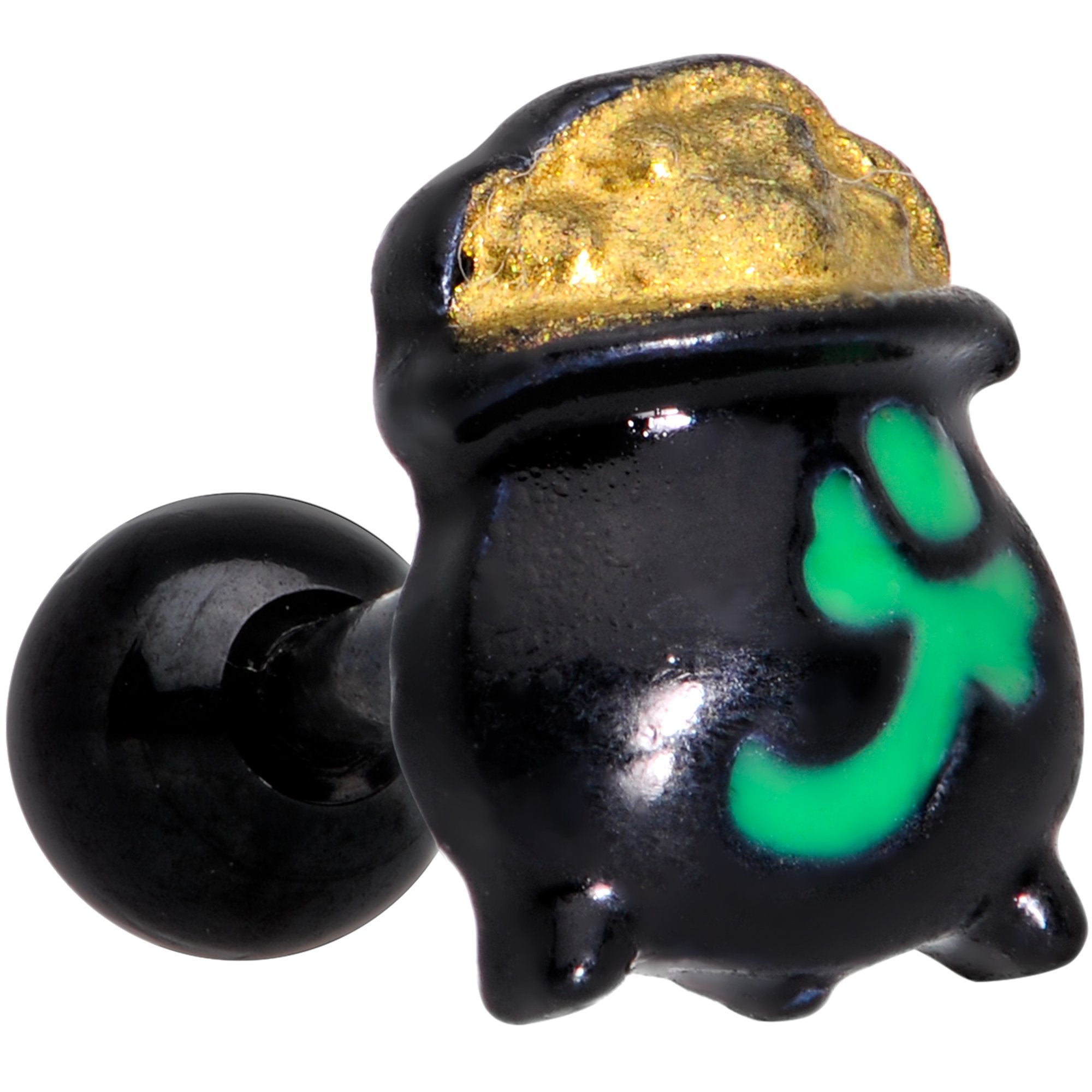 16G 1/4 Pot o Gold St Patricks Day Cartilage Tragus Earring