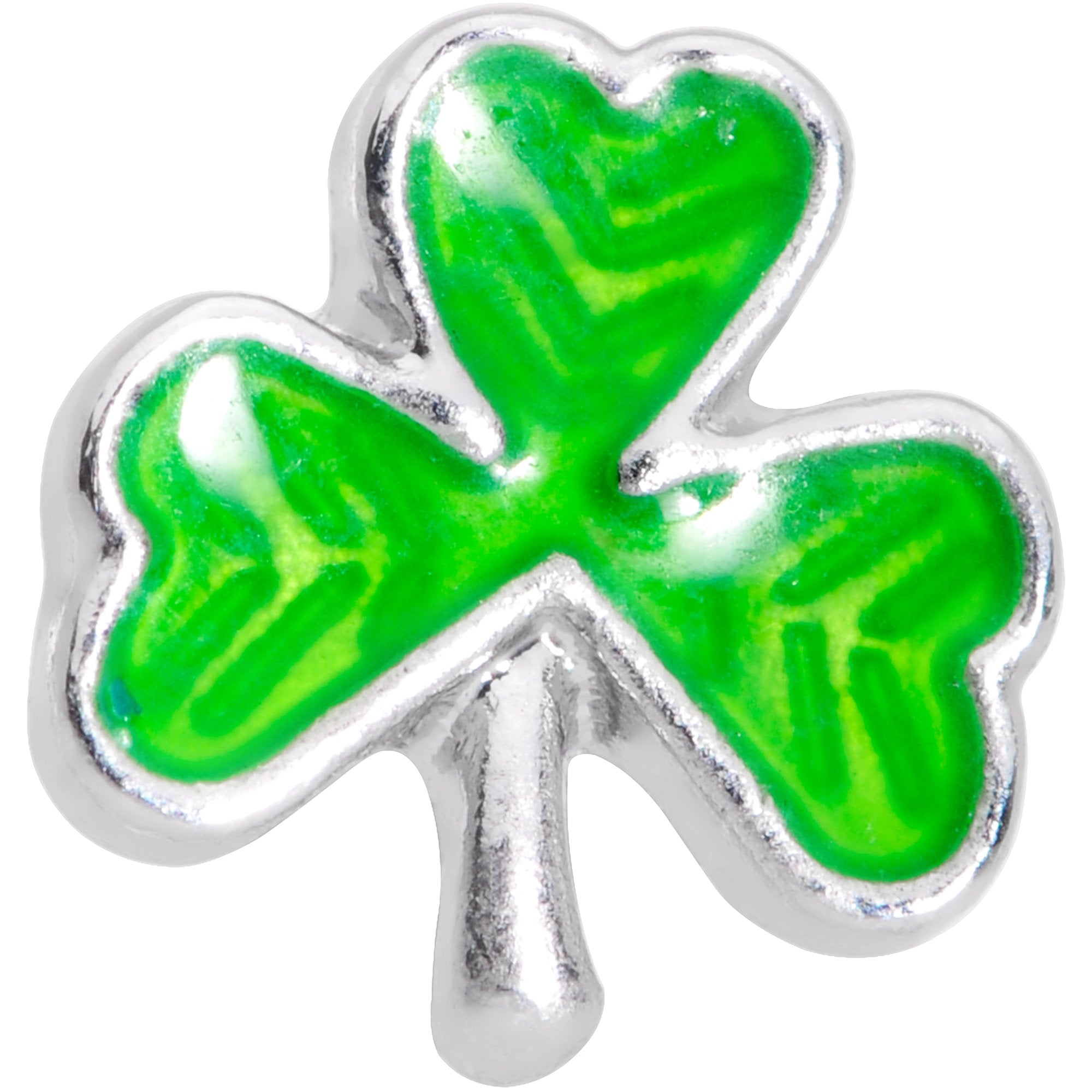 16G 1/4 Green St Patricks Day Shamrock Cartilage Tragus Earring