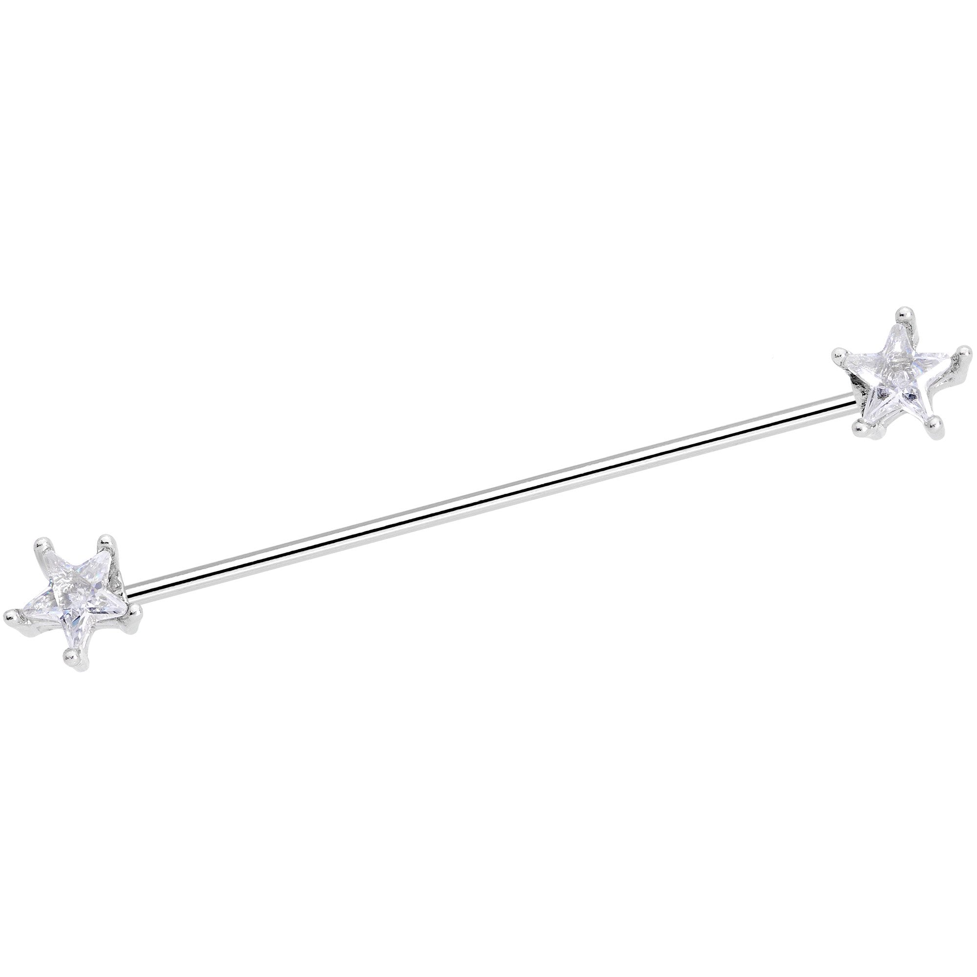 16G Clear Blue CZ Gem Stars Industrial Barbell Bonus Pack Set