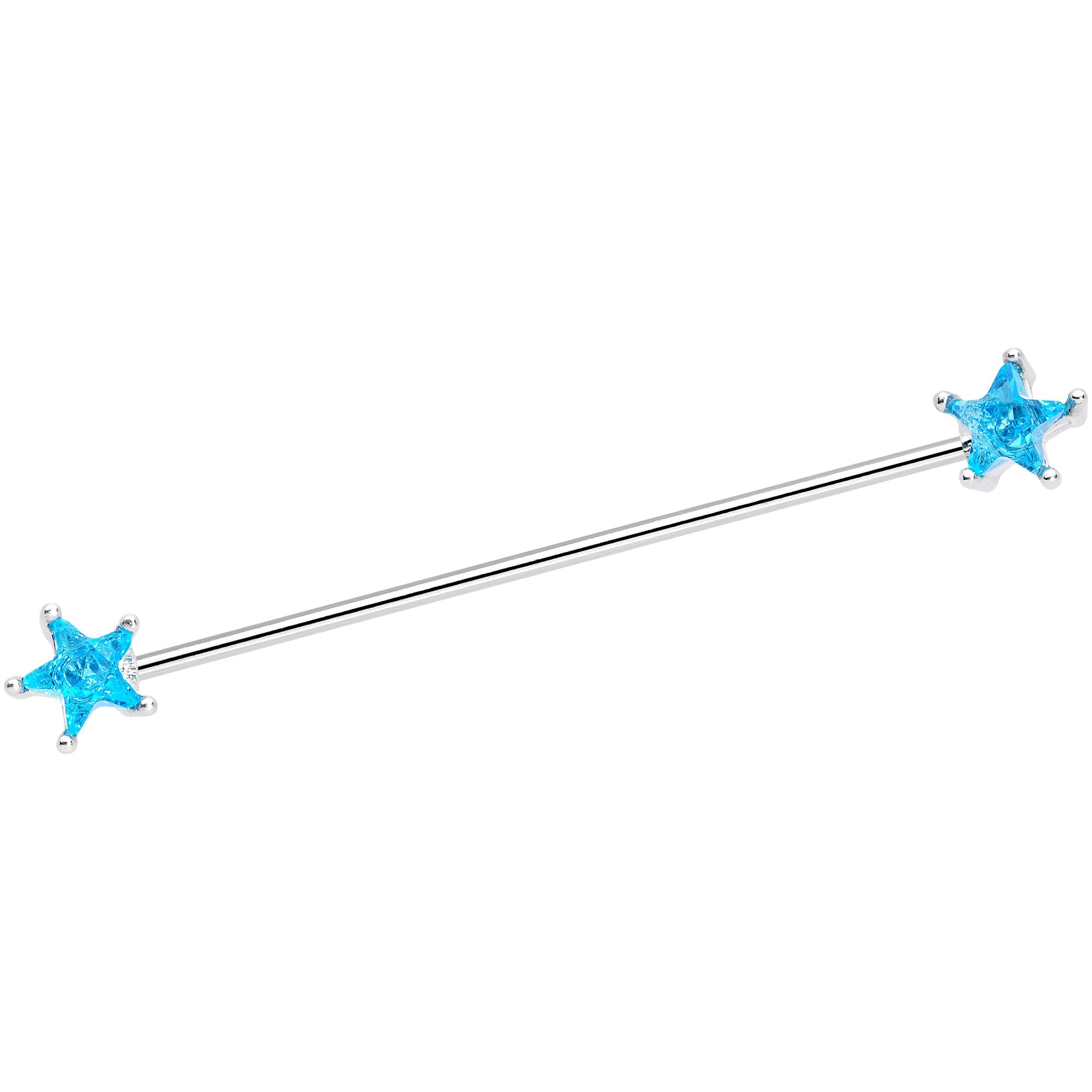 16G Clear Blue CZ Gem Stars Industrial Barbell Bonus Pack Set