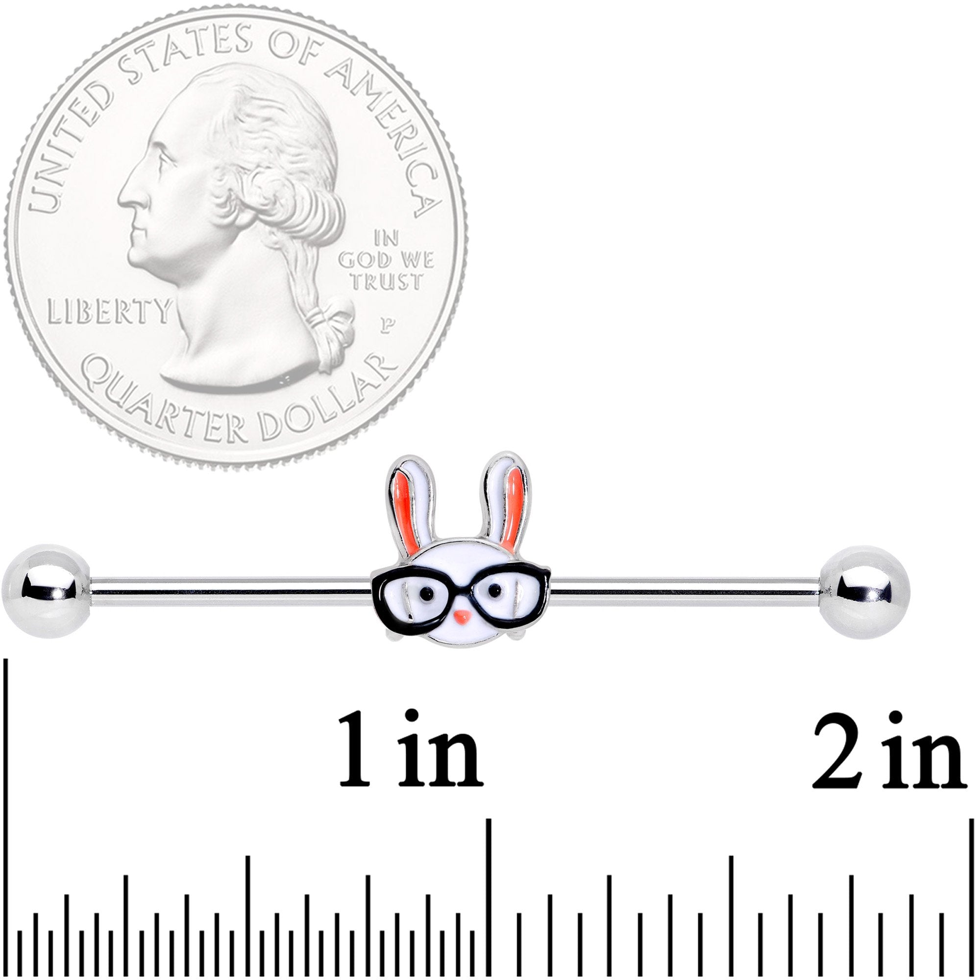 14G Nerdy Easter Bunny Industrial Barbell 38mm