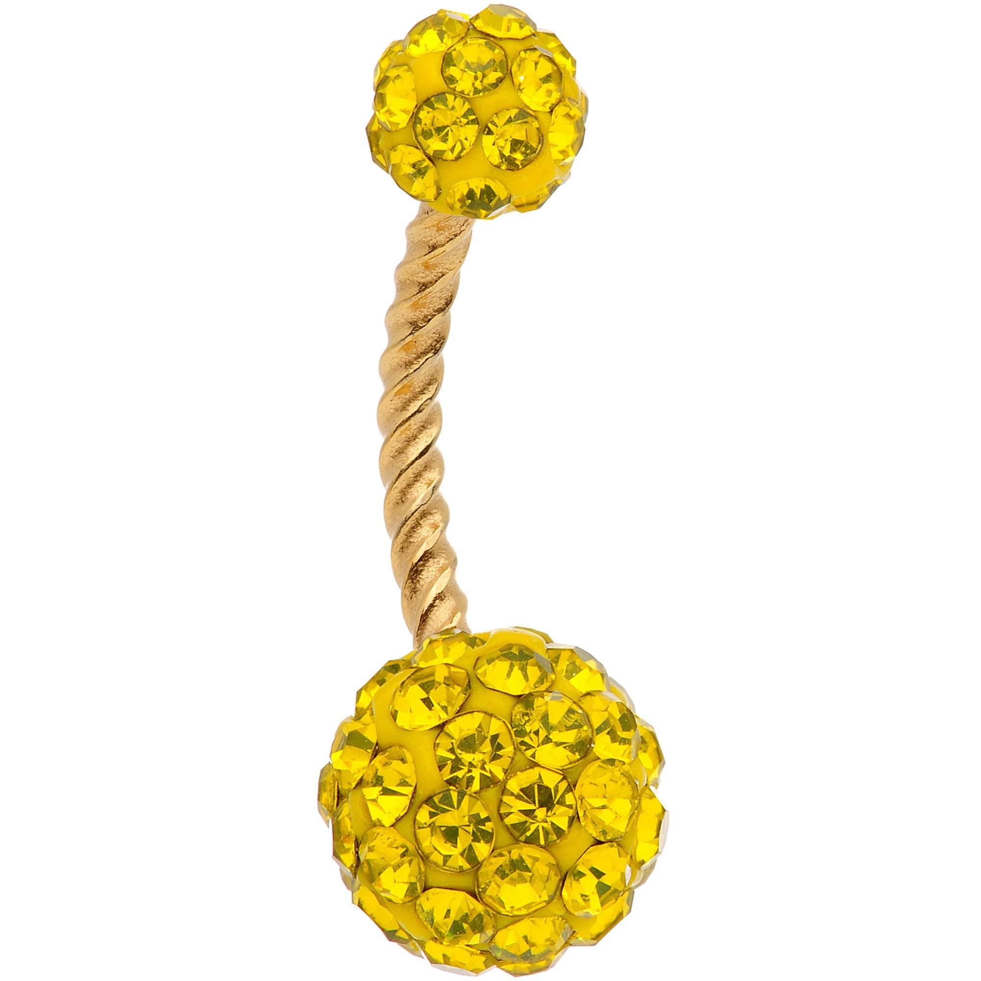 Clear Yellow Gem Totally Twisted Belly Ring Set of 4
