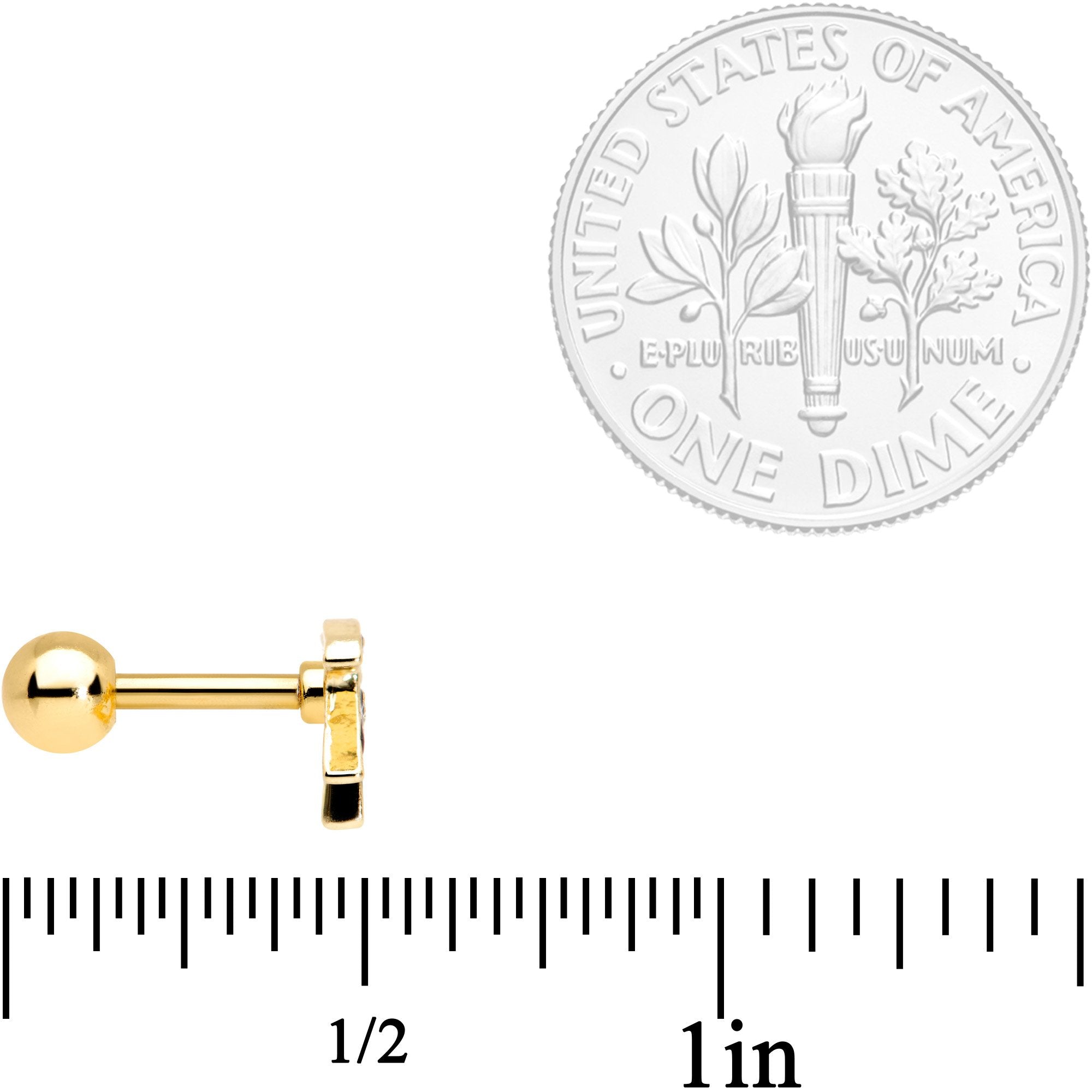 16G 1/4 Gold Tone Swallow Tattoo Black Bird Cartilage Tragus