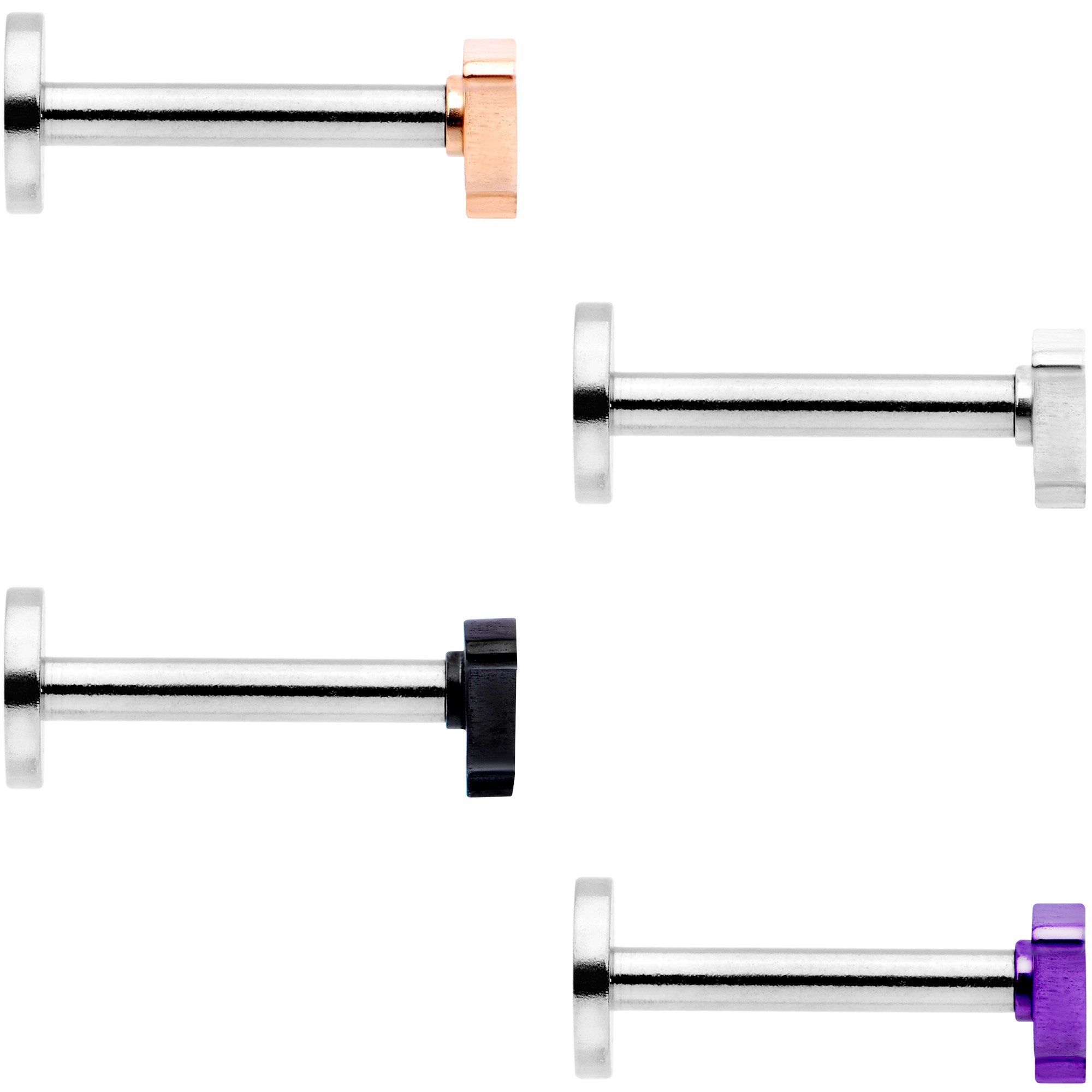 16G 5/16 Multicolor Dinosaur Internally Threaded Labret Set of 4