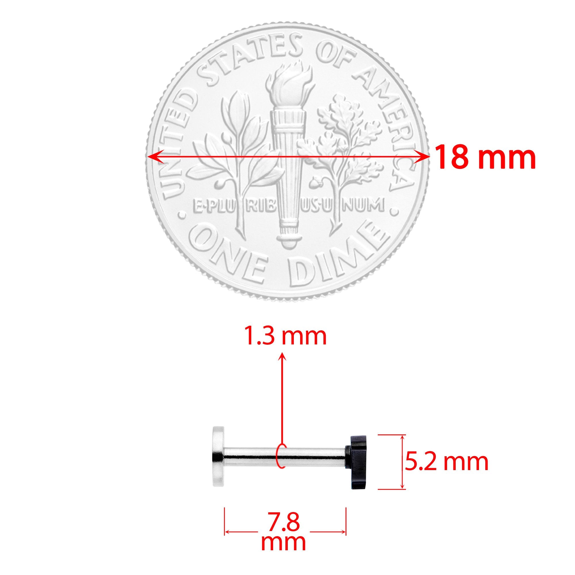 16G 5/16 Multicolor Dinosaur Internally Threaded Labret Set of 4