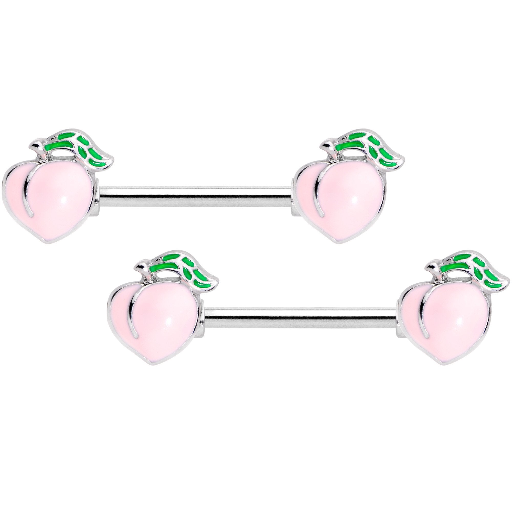 14G 9/16 Sweet Sweet Peach Barbell Nipple Ring Set 14G 9/16 Sweet Sweet Peach Barbell Nipple Ring Set