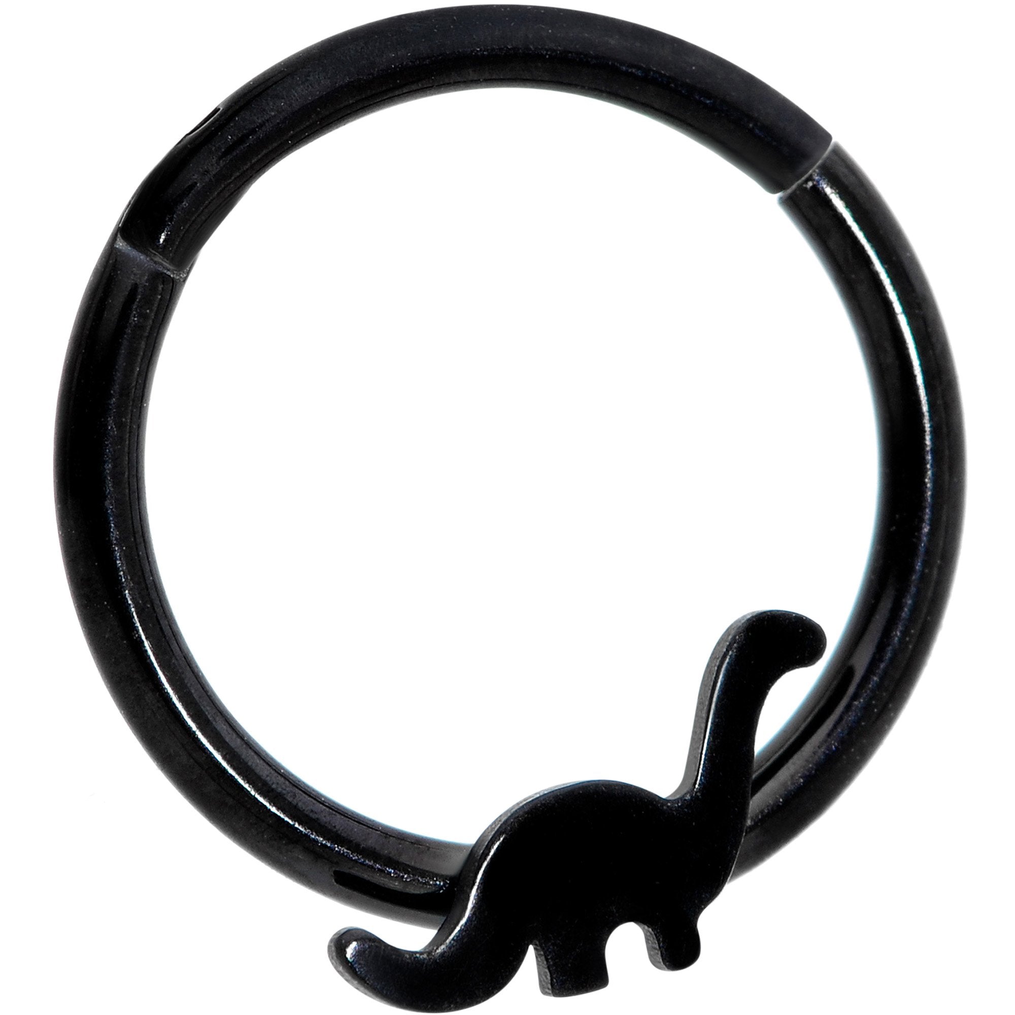 16G 3/8 Black Brontosaurus Dinosaur Hinged Segment Ring