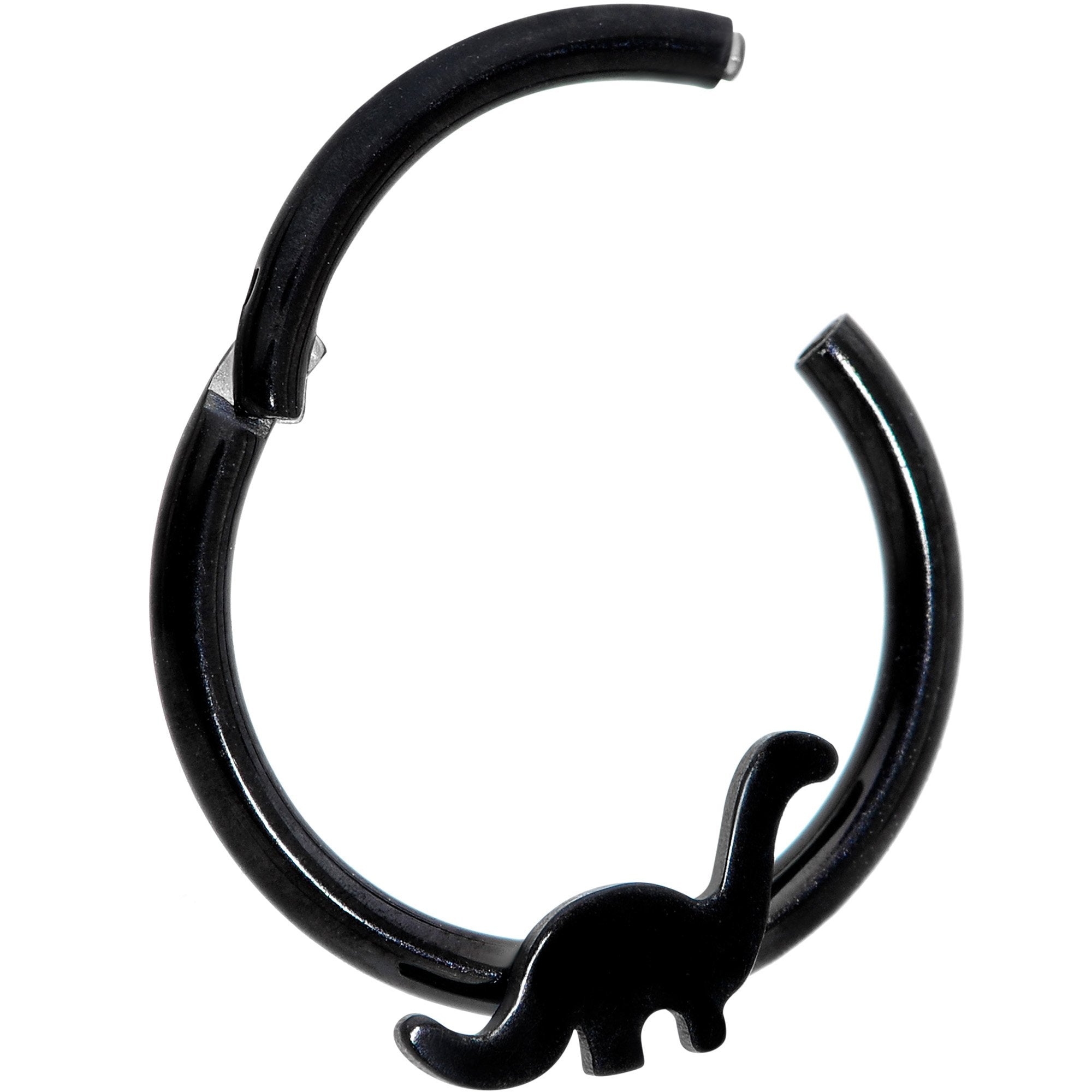 16G 3/8 Black Brontosaurus Dinosaur Hinged Segment Ring