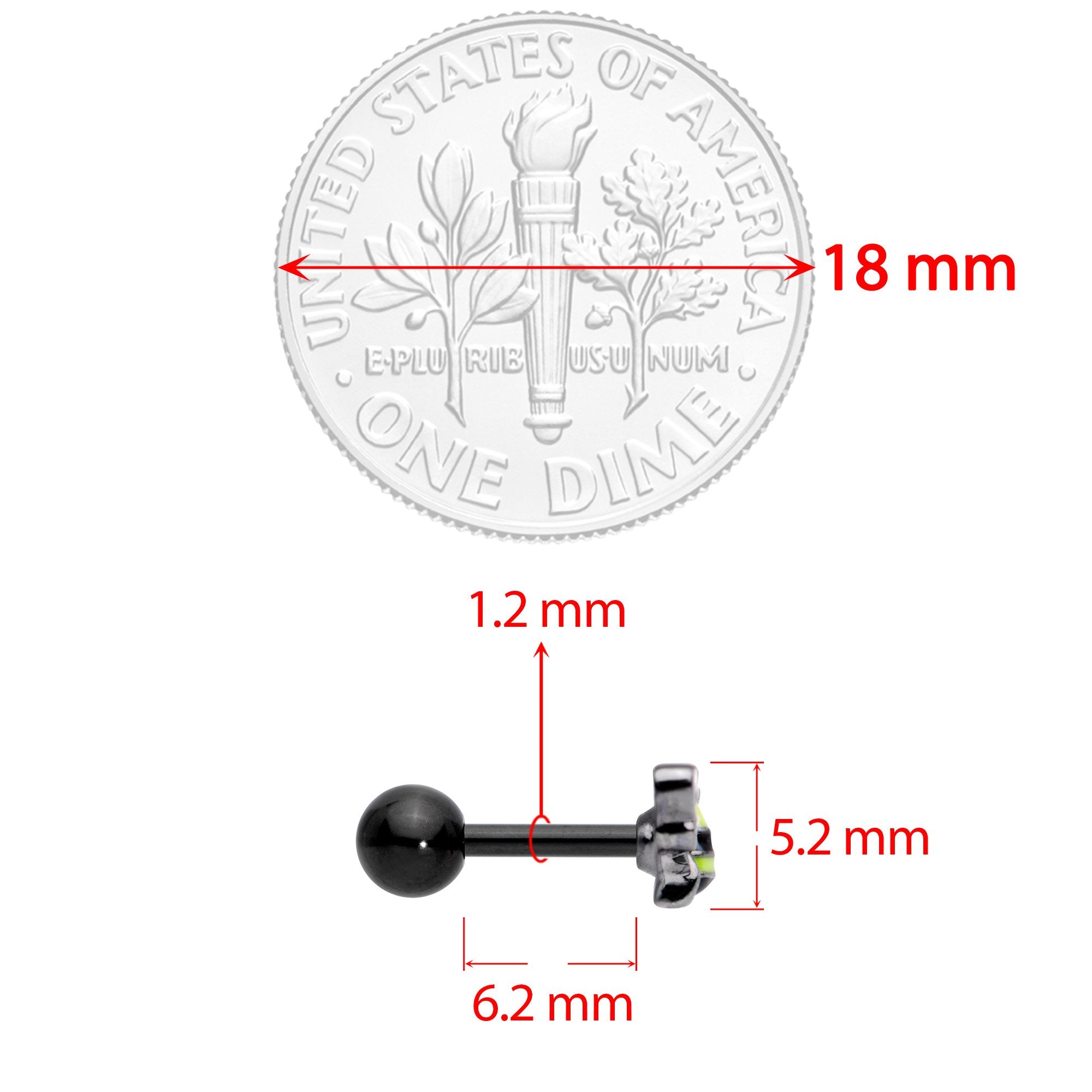 16G 1/4 Yellow Black Blissful Bumblebee Cartilage Tragus Earring