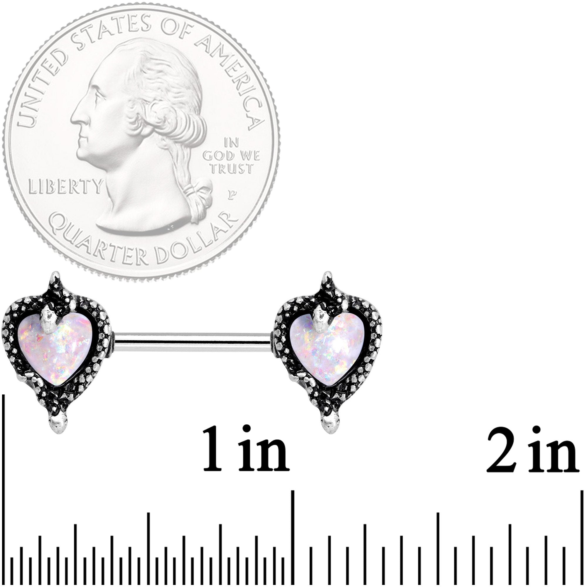 14G 9/16 White Faux Opal Loving Snakes Barbell Nipple Ring Set