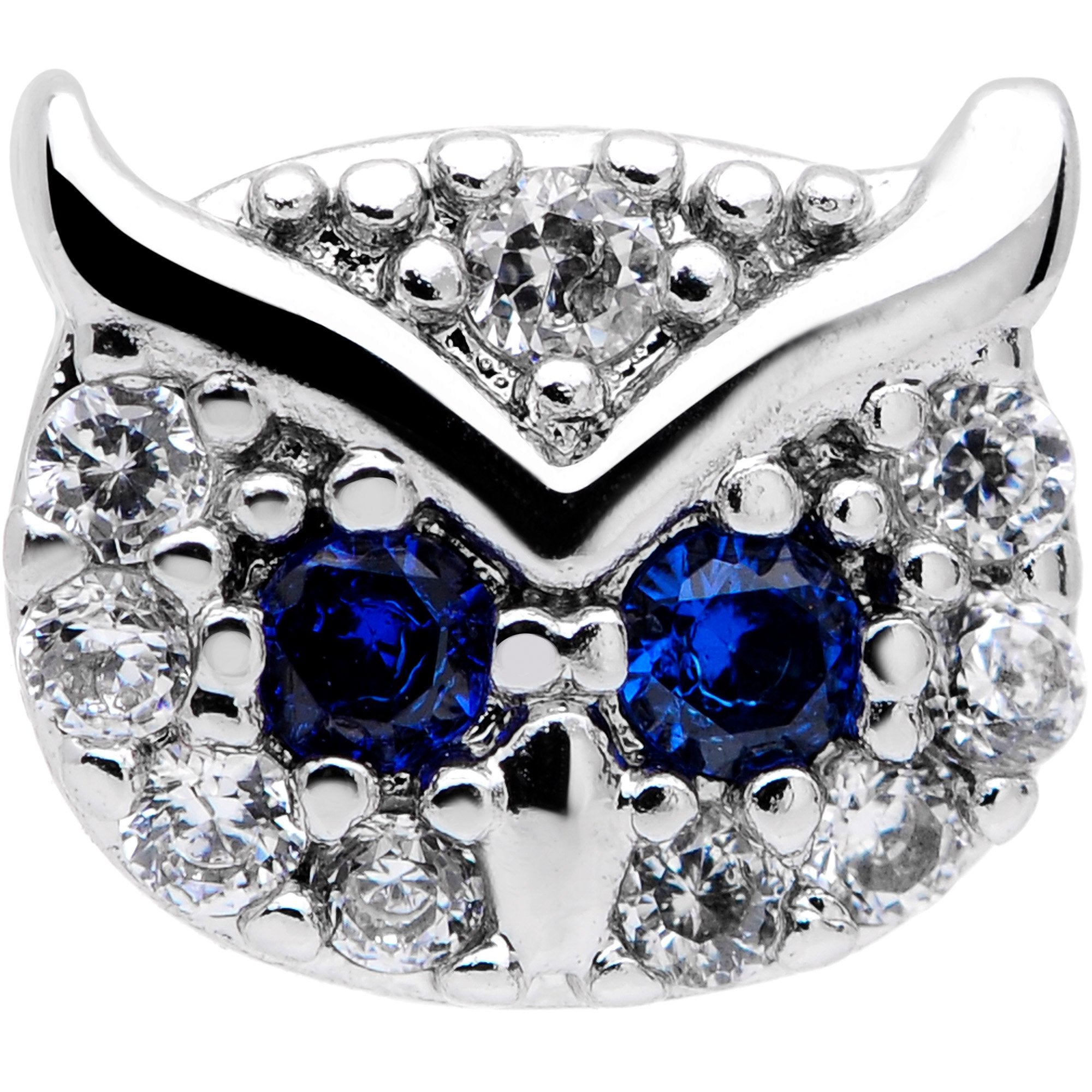 16G 5/16 Blue Clear CZ Gem Wise Owl Labret Moroe Tragus