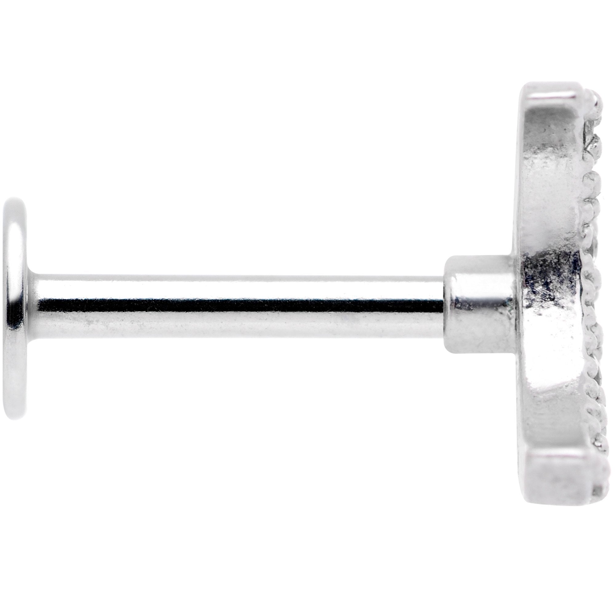 16G 5/16 Clear CZ Gem Crescent Moon Labret Monroe Tragus