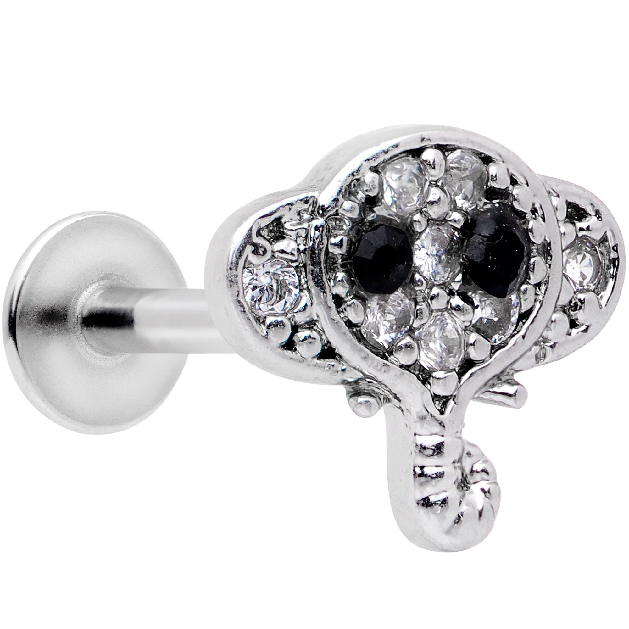 16G 5/16 CZ Gem Black Eye Elephant Labret Monroe Tragus