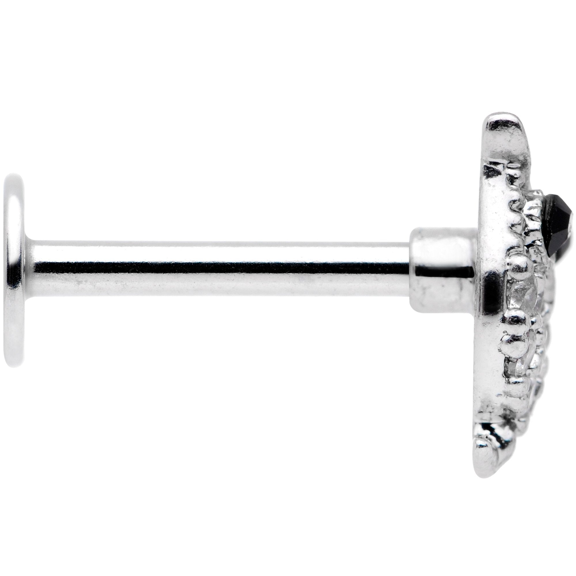 16G 5/16 Clear Black CZ Gem Round Owl Labret Monroe Tragus